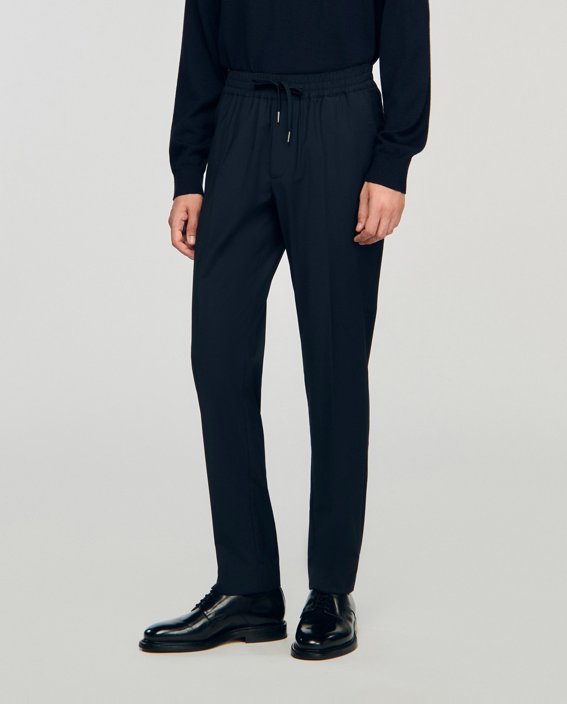 Pantalón jogger de hombre cordón ajuste lana - Sandro - Azul marino Azul marino-2