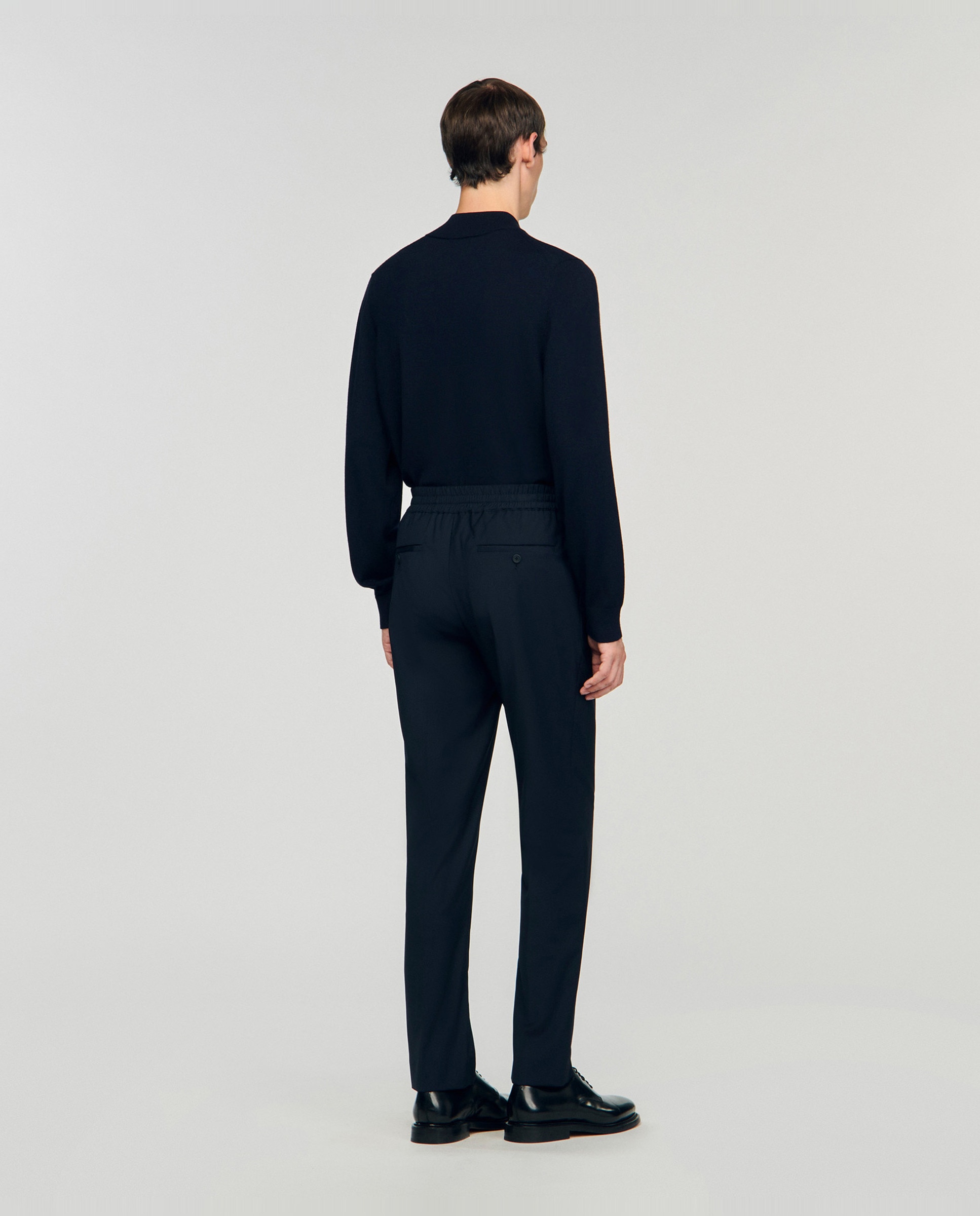 Pantalón jogger de hombre cordón ajuste lana - Sandro - Azul marino Azul marino-3