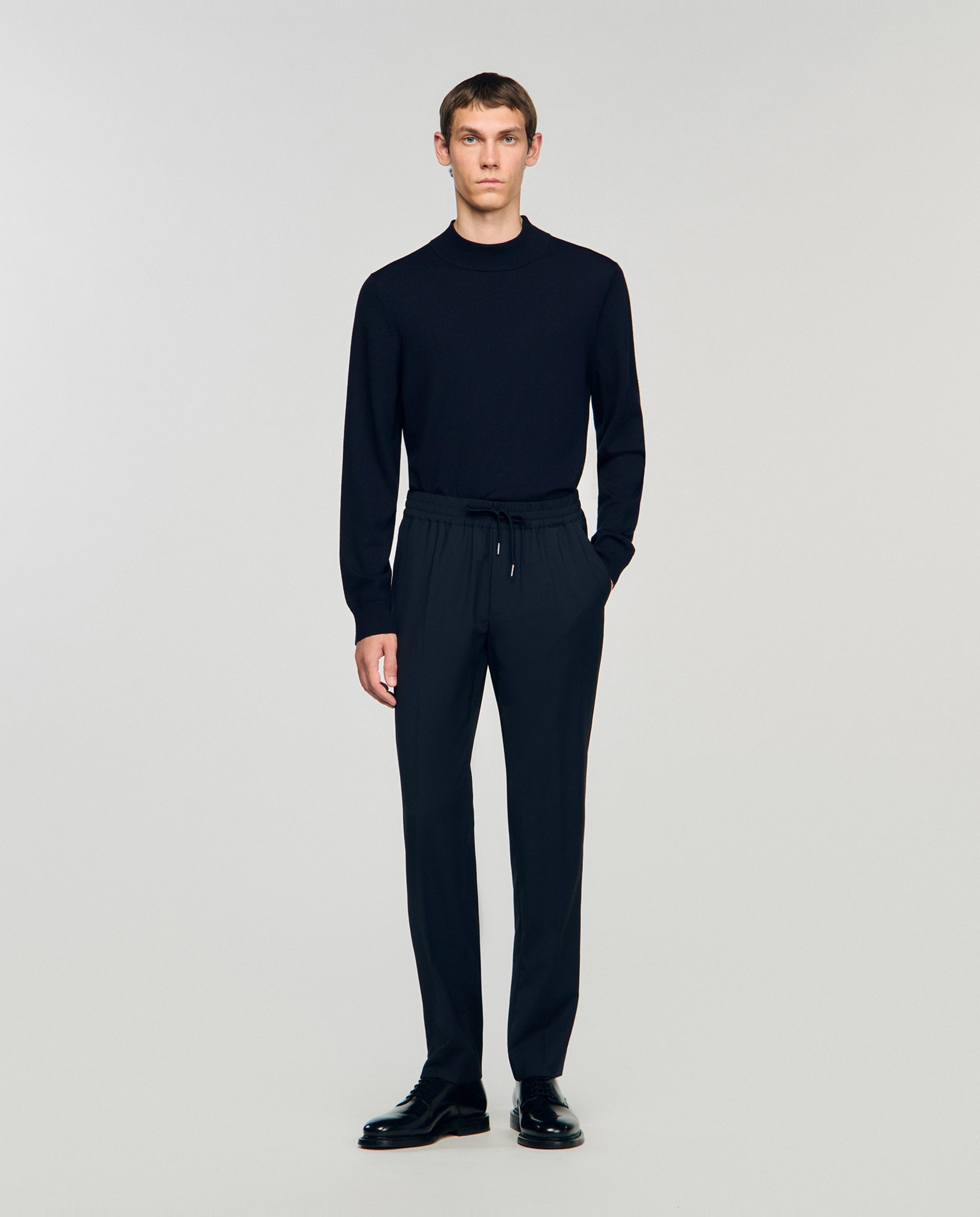 Pantalón jogger de hombre cordón ajuste lana - Sandro - Azul marino Azul marino-4