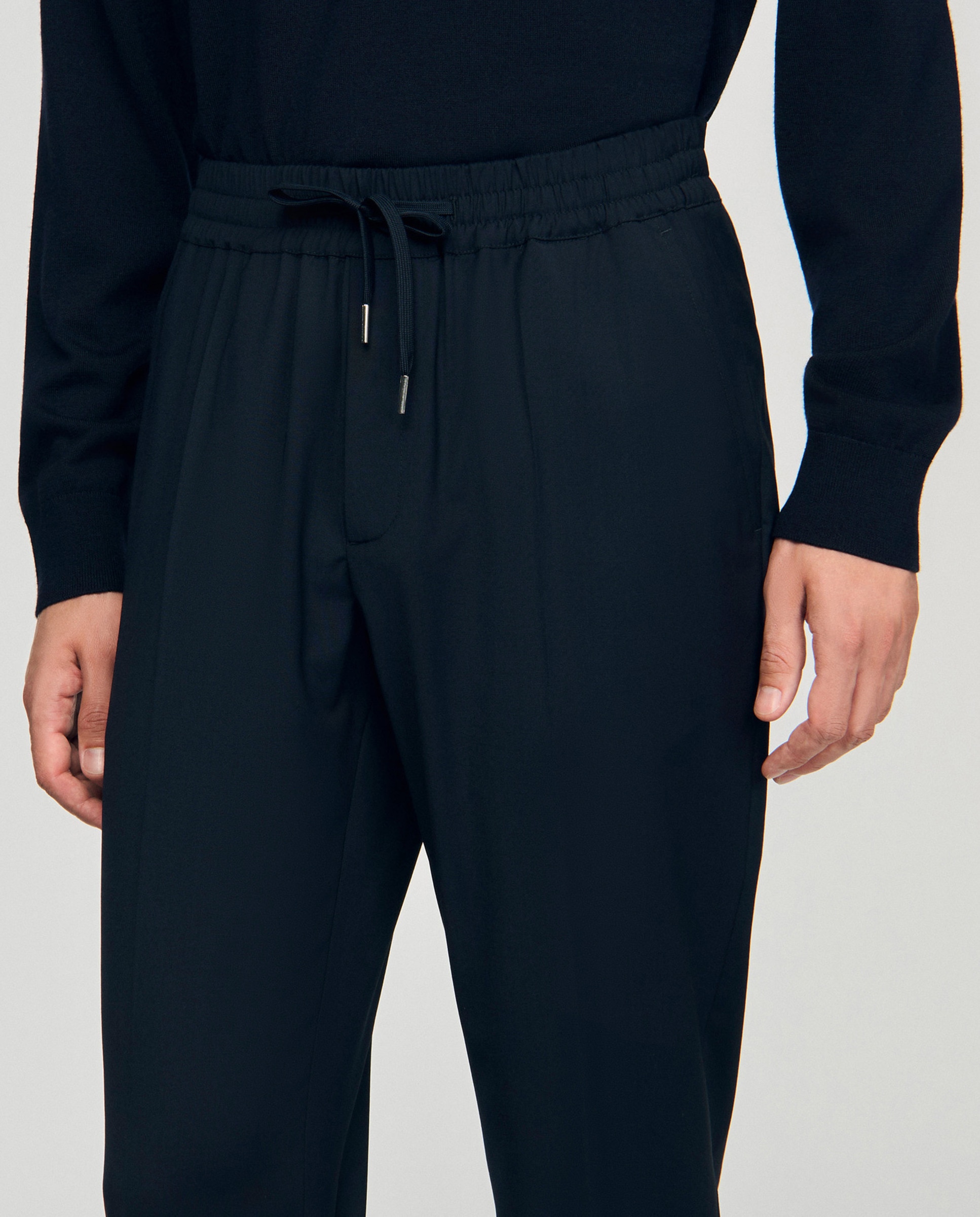 Pantalón jogger de hombre cordón ajuste lana - Sandro - Azul marino Azul marino-5
