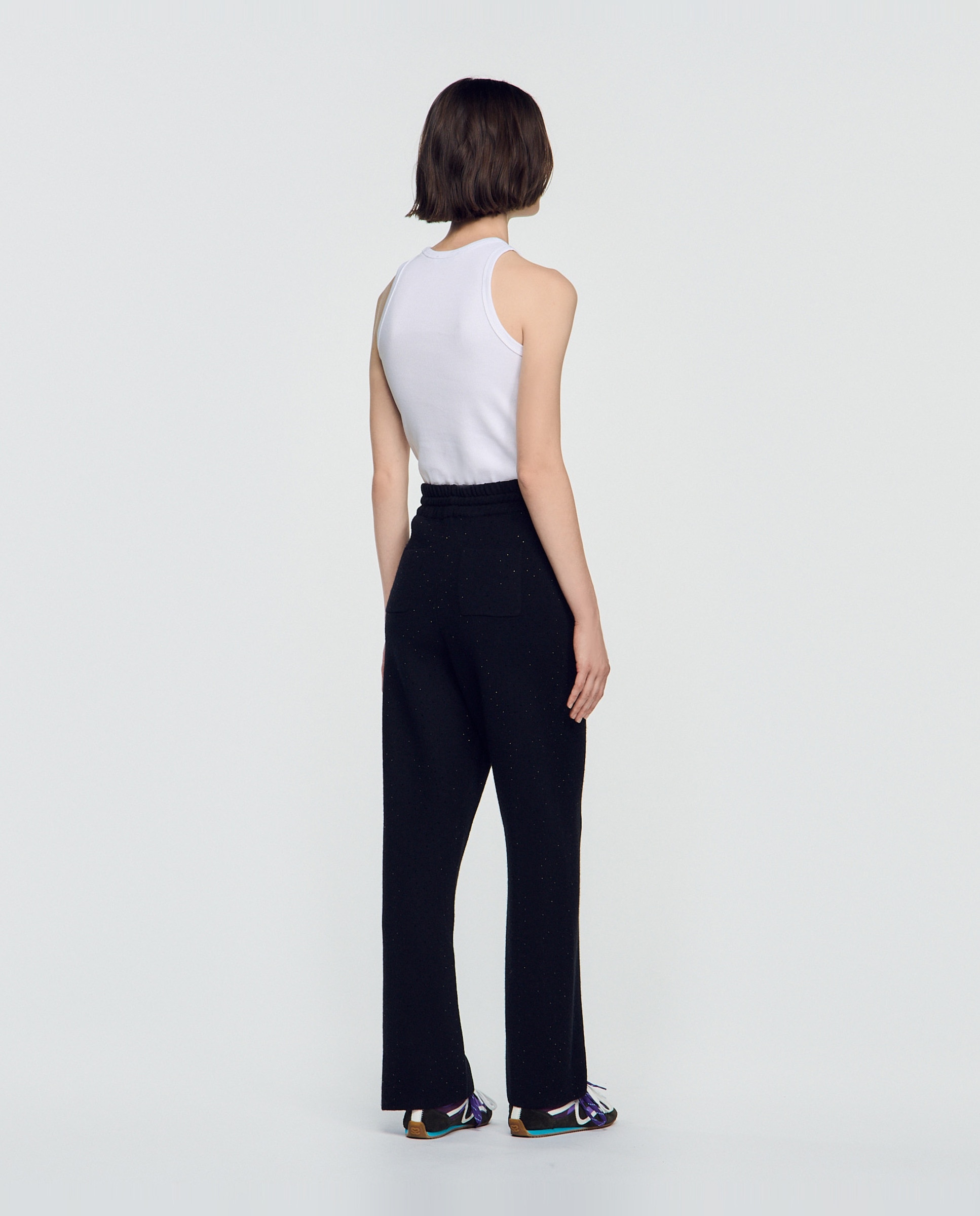 Pantalones jogger de mujer con strass y cordón ajustable - Sandro - Negro Negro-2