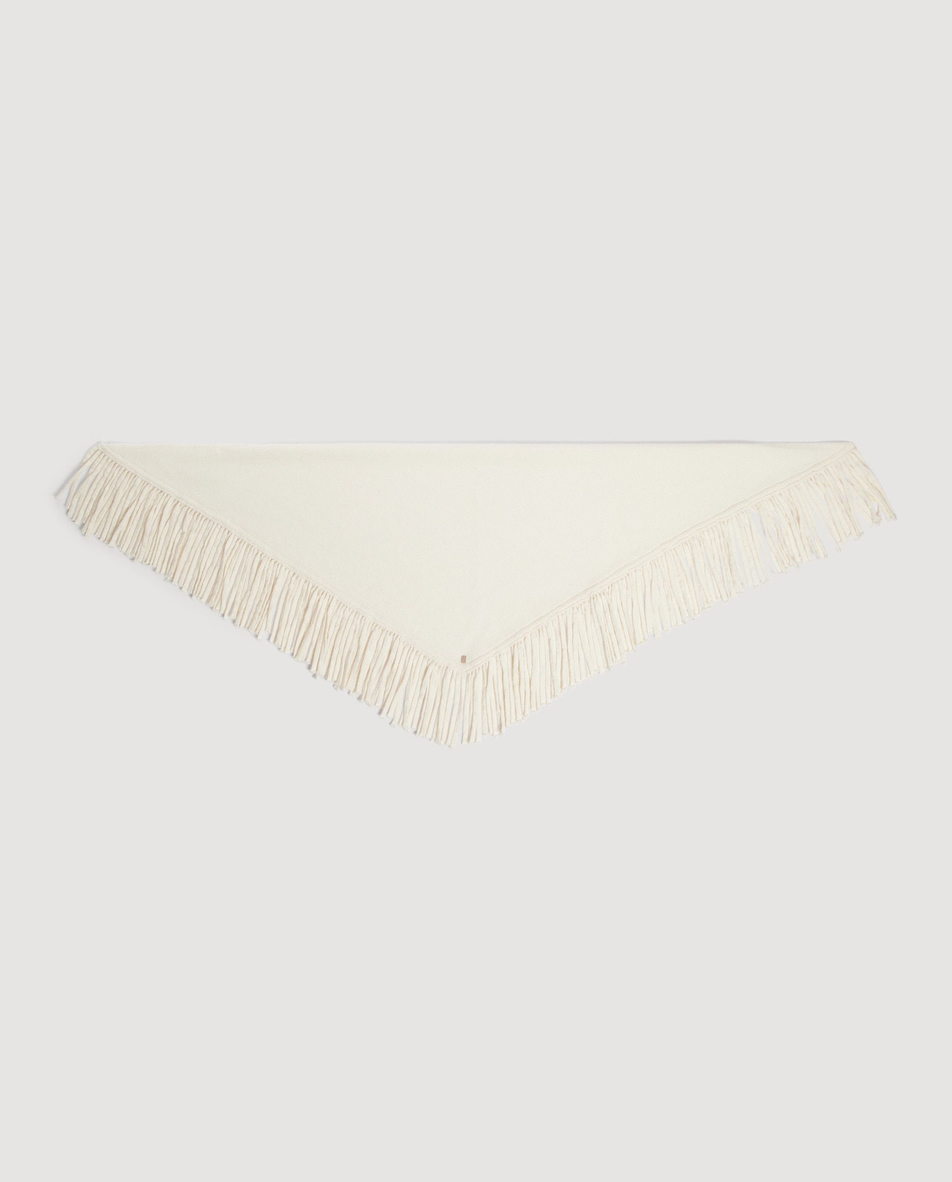 Imagen 0 de Fular de mujer triangular de lana con flecos Blanco