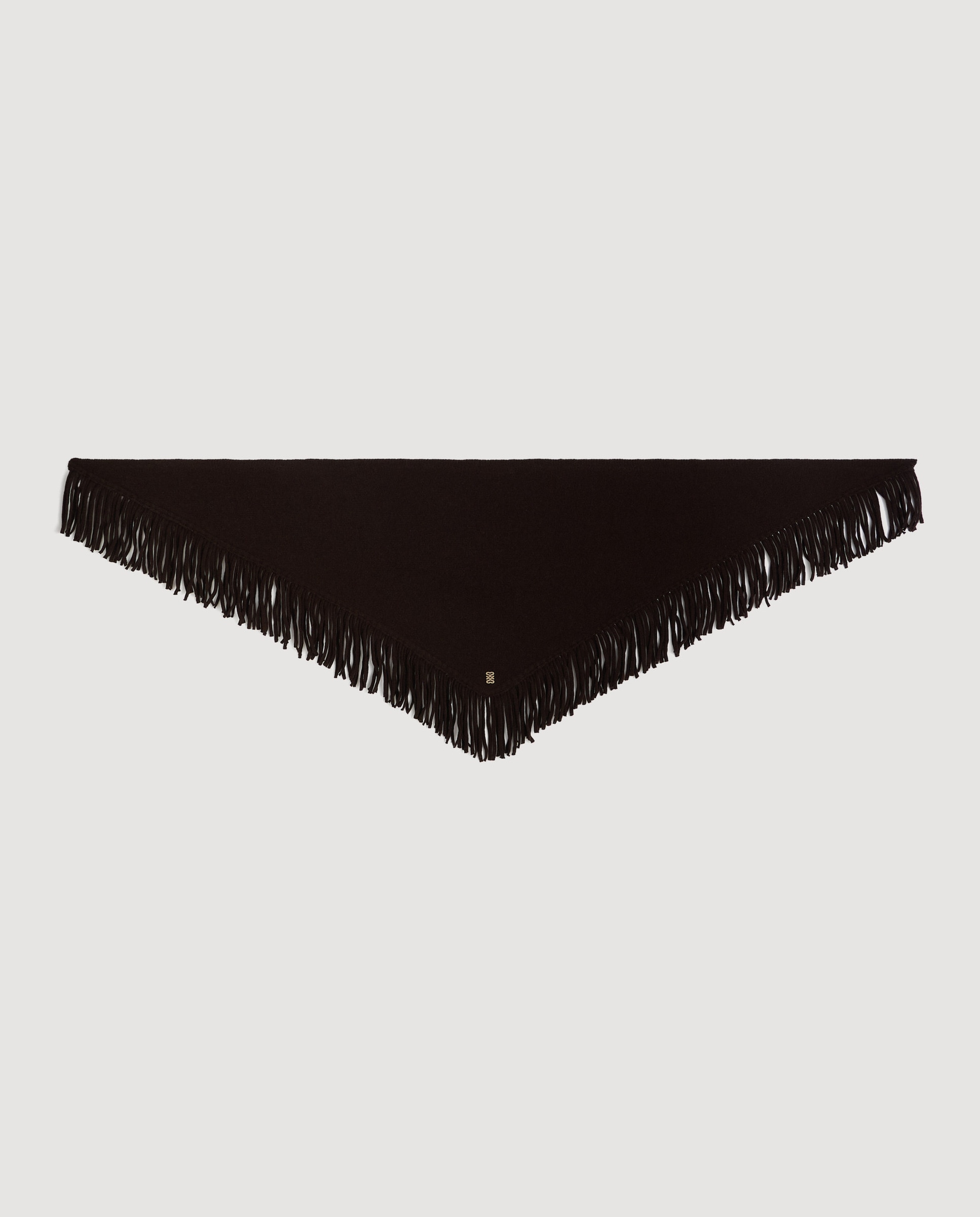 Fular de mujer triangular de lana con flecos - Sandro - Marrón Marrón-4