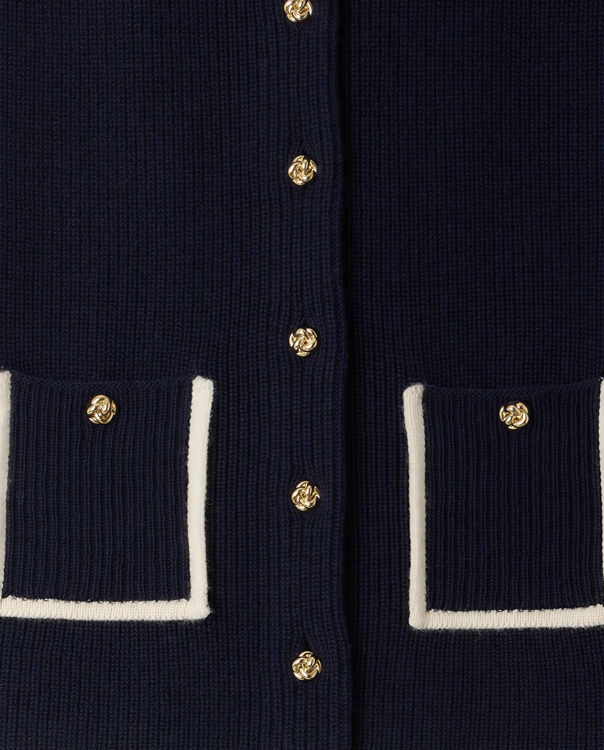 Cuello alto de mujer de lana y cachemira con bolsillos y botones de fantasía - Sandro - Azul marino Azul marino-2