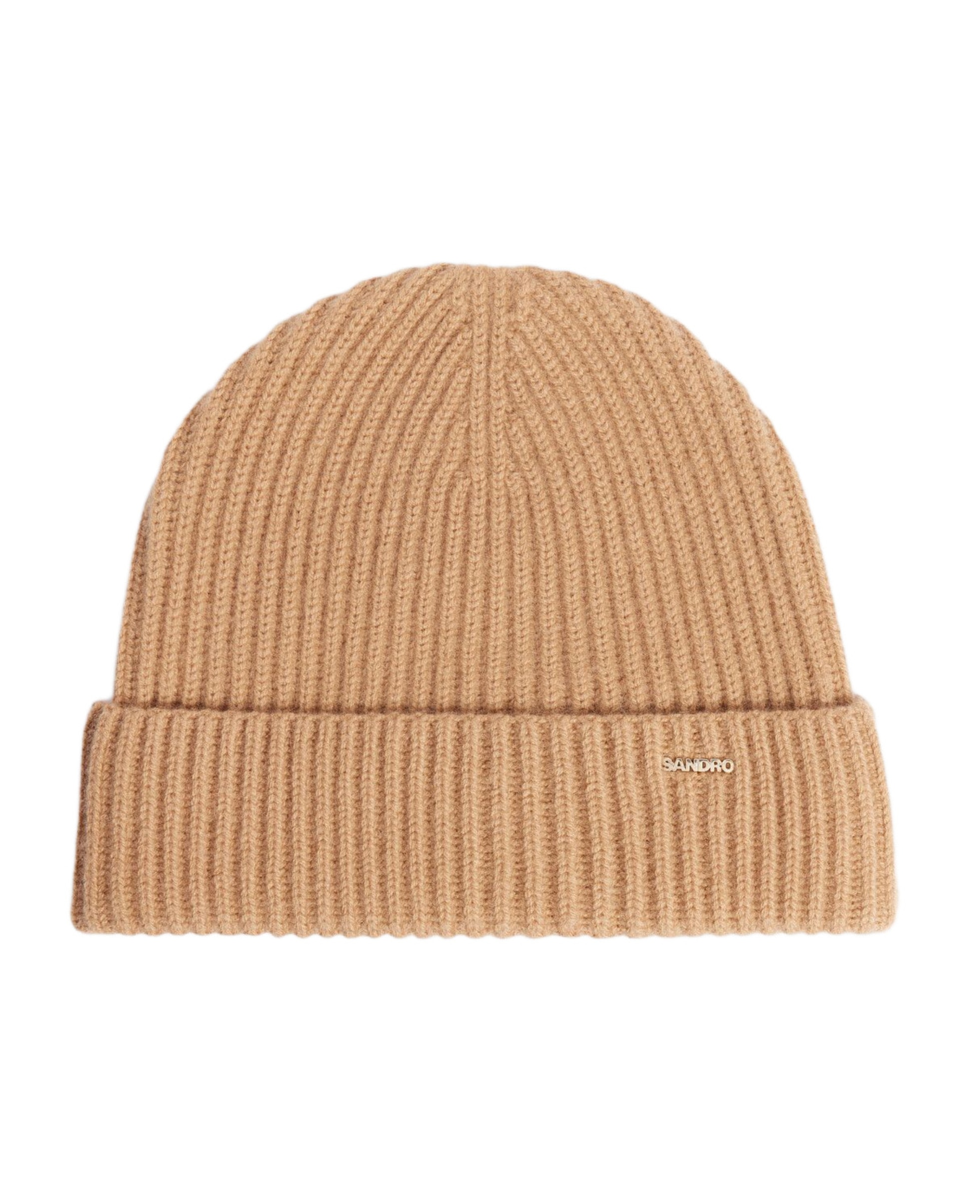 Imagen 1 de Gorro de mujer de lana y cachemira con punto acanalado Camel