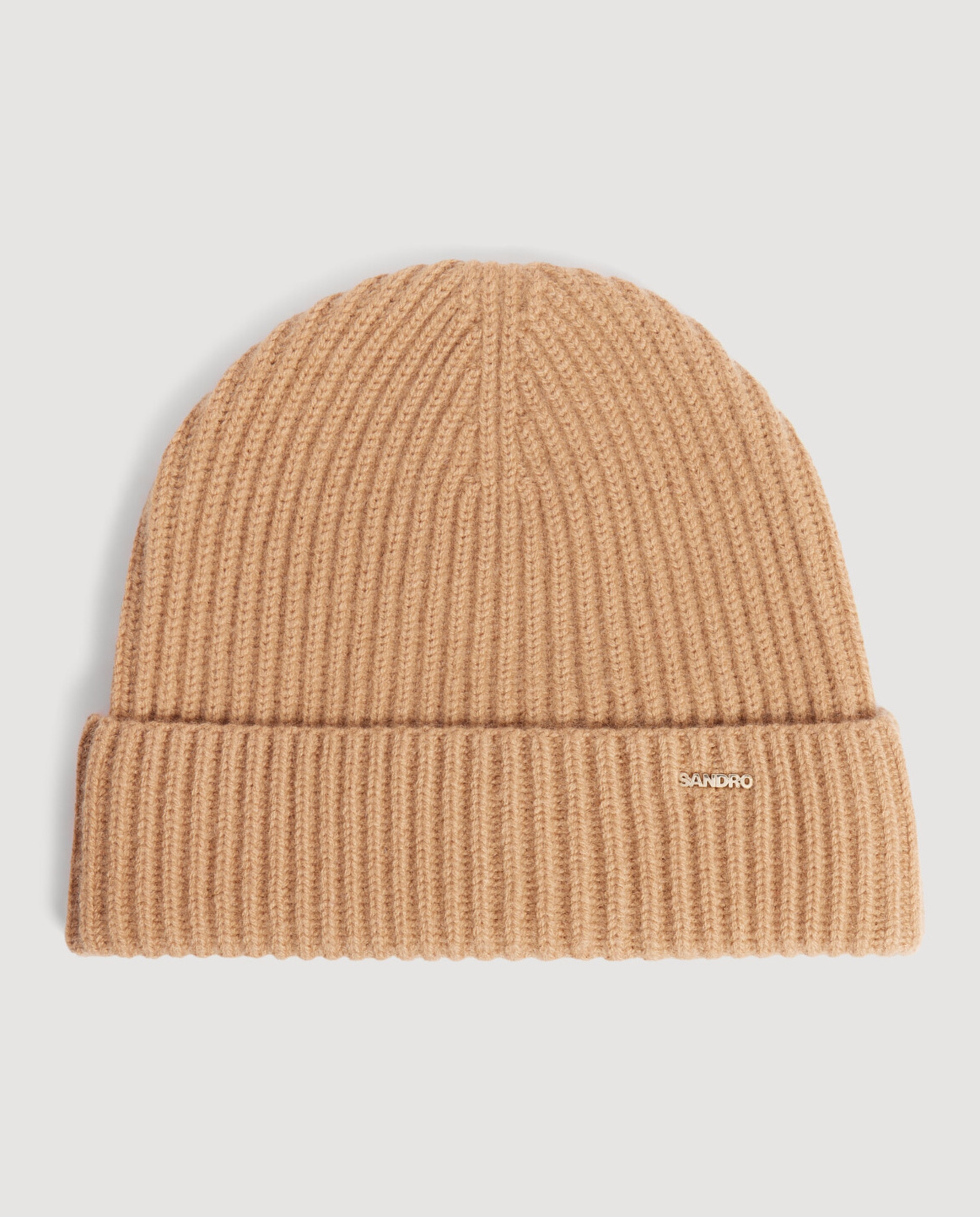 Imagen 2 de Gorro de mujer de lana y cachemira con punto acanalado - Sandro - Camel Camel