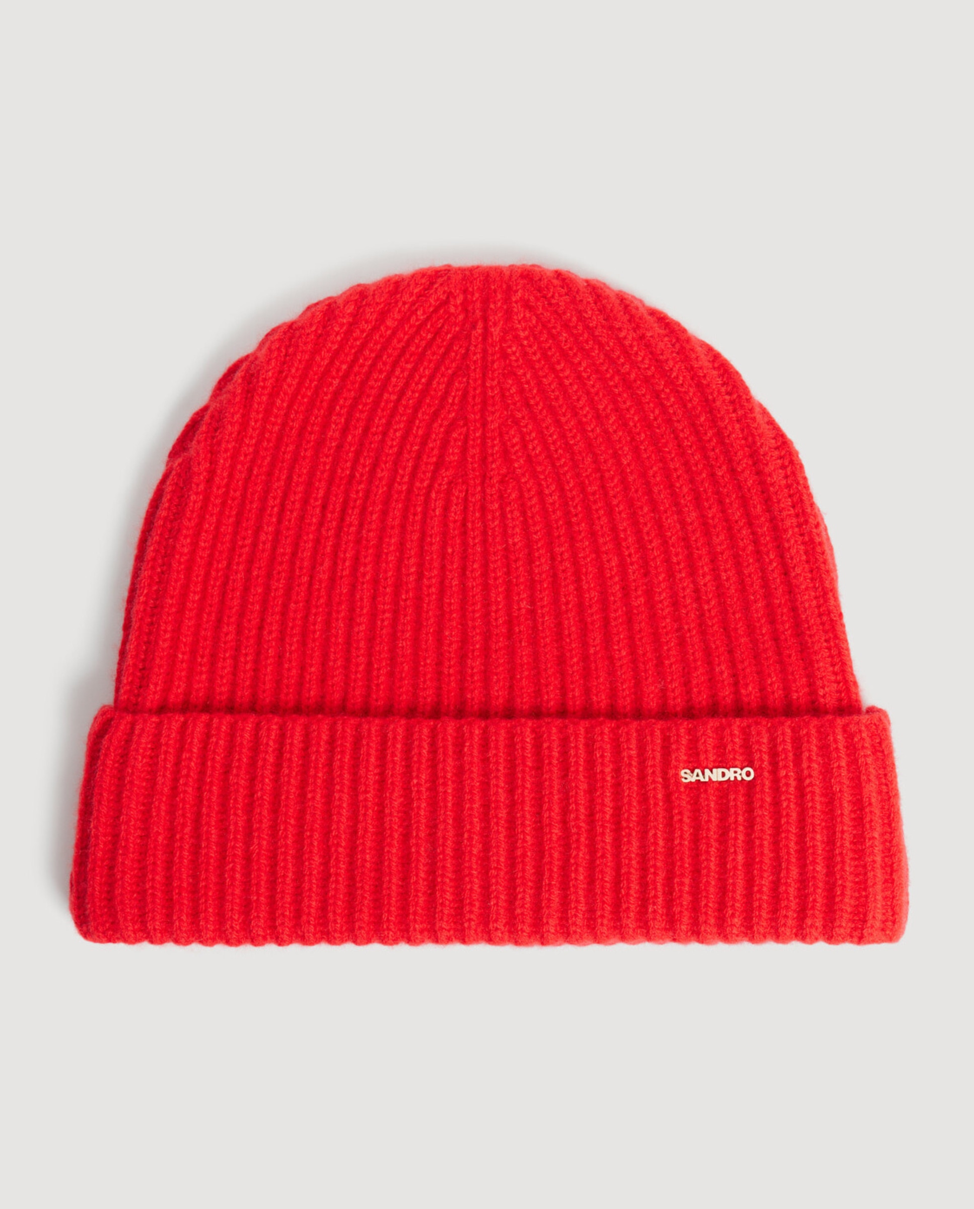 Imagen 4 de Gorro de mujer de lana y cachemira con punto acanalado - Sandro - Rojo Rojo