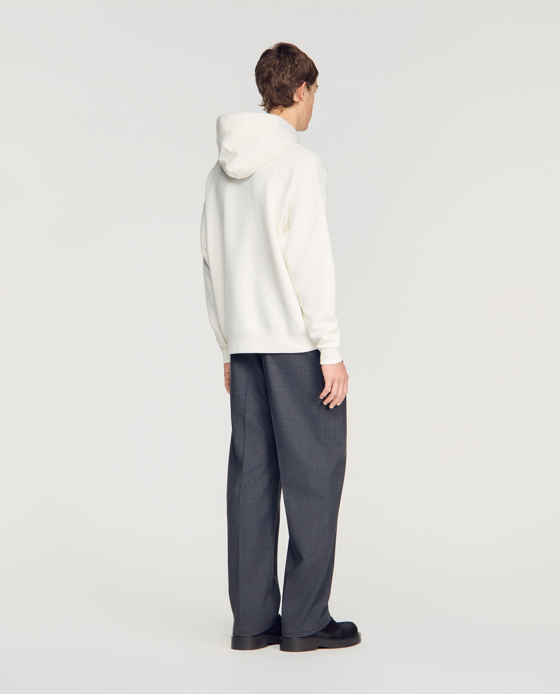 Sudadera con capucha de hombre oversize con flor flocada - Sandro - Blanco Blanco-2