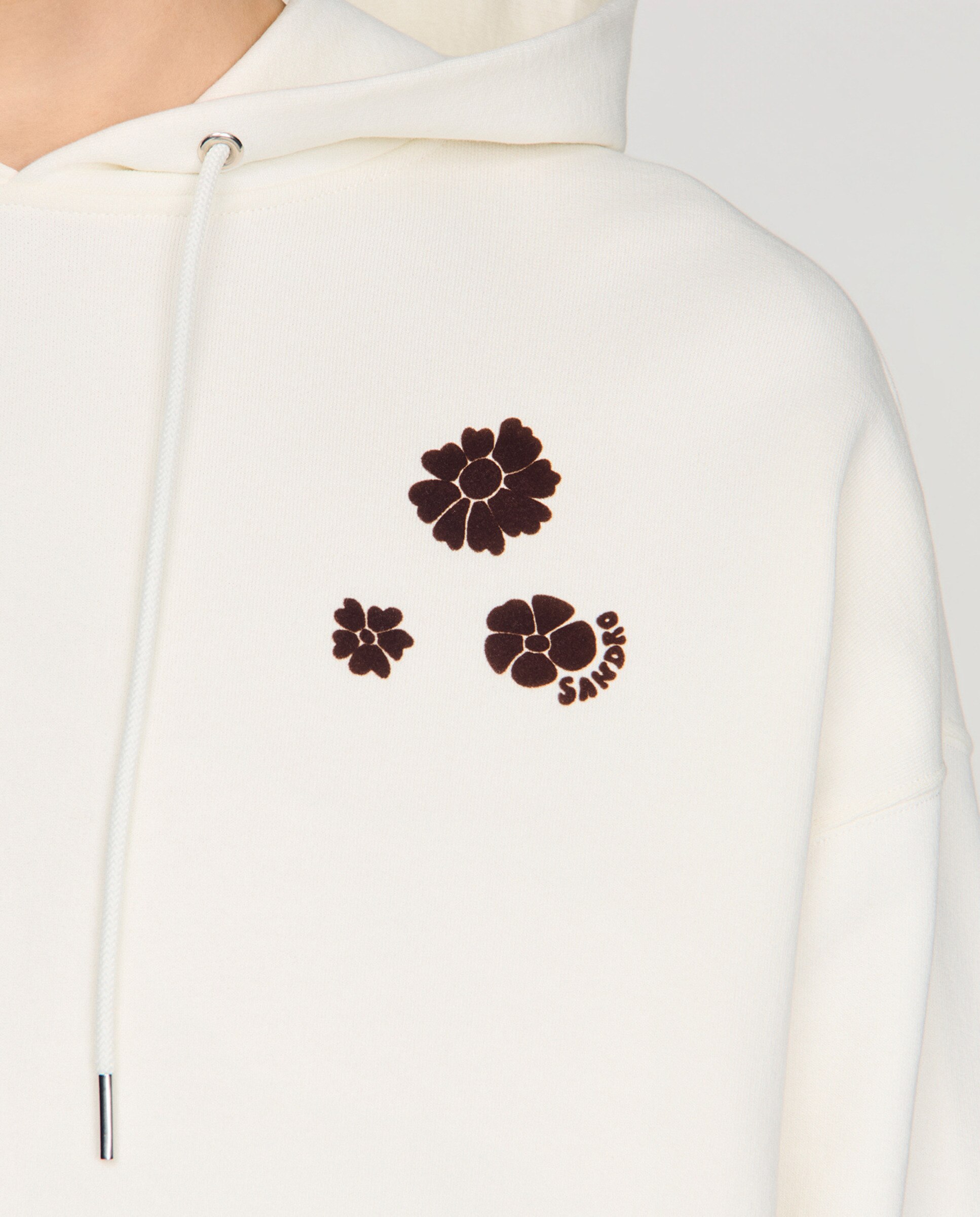 Sudadera con capucha de hombre oversize con flor flocada - Sandro - Blanco Blanco-4