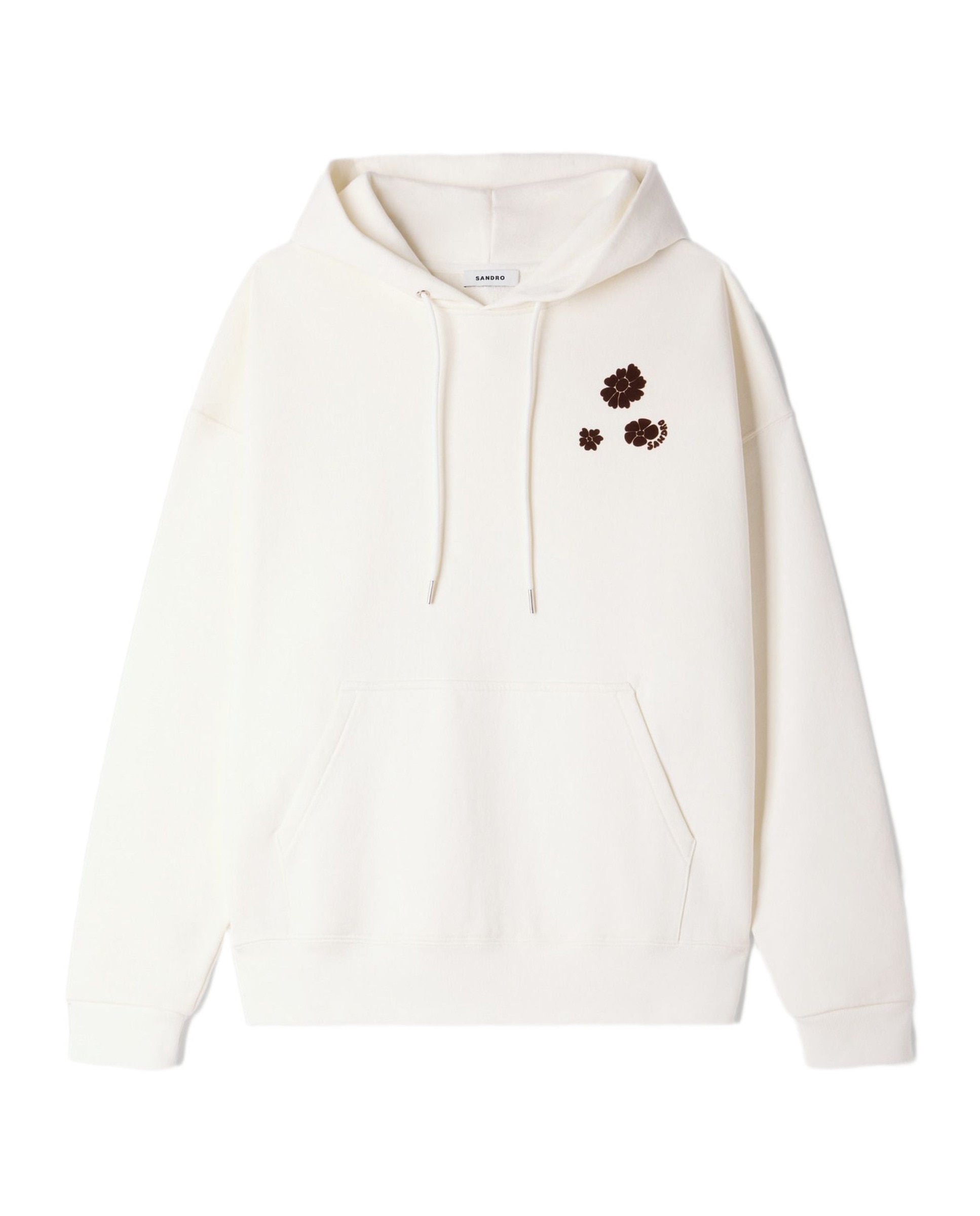 Sudadera con capucha de hombre oversize con flor flocada - Sandro - Blanco Blanco-6