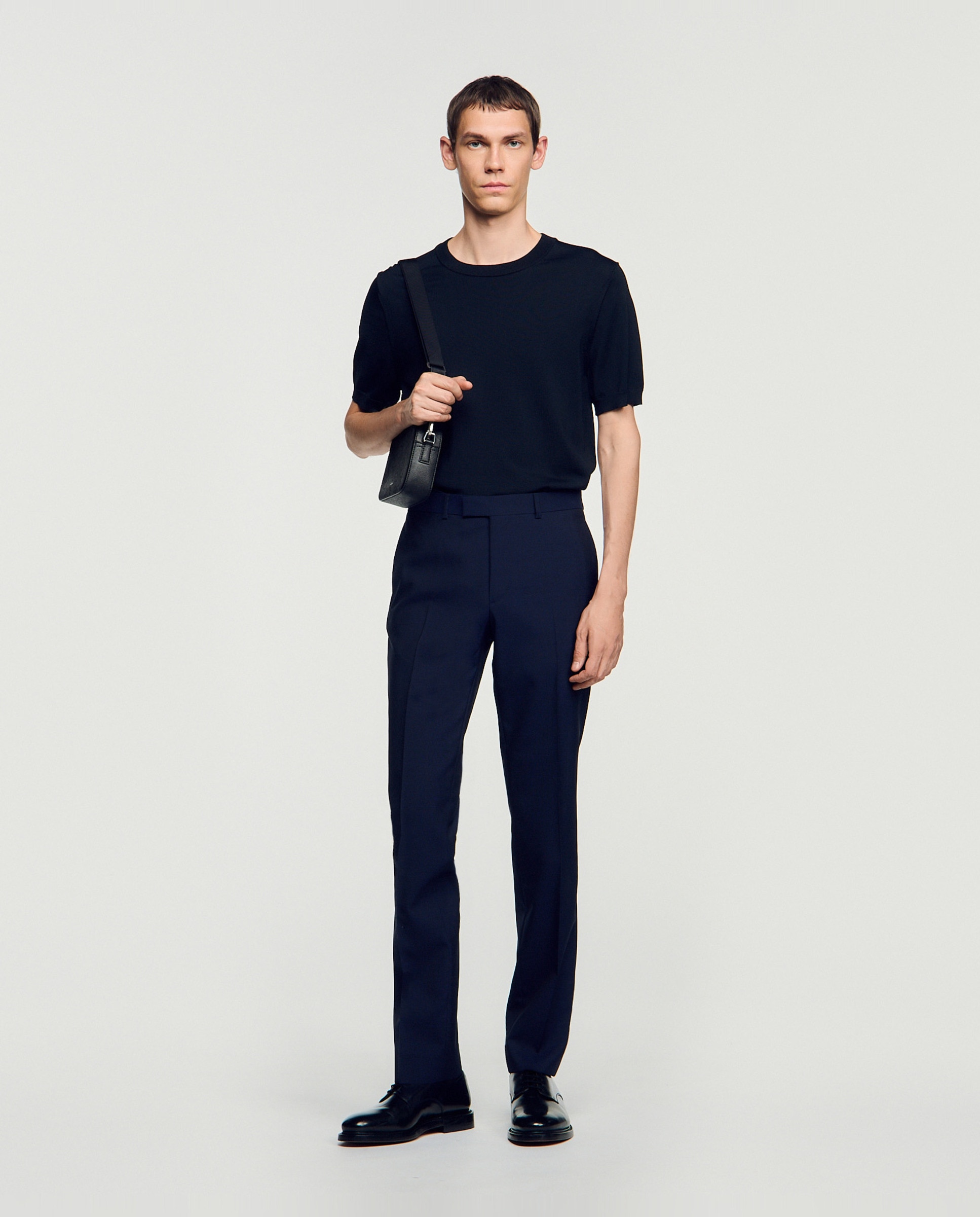 Pantalón de traje de hombre de corte clásico de lana virgen - Sandro - Azul marino Azul marino-2