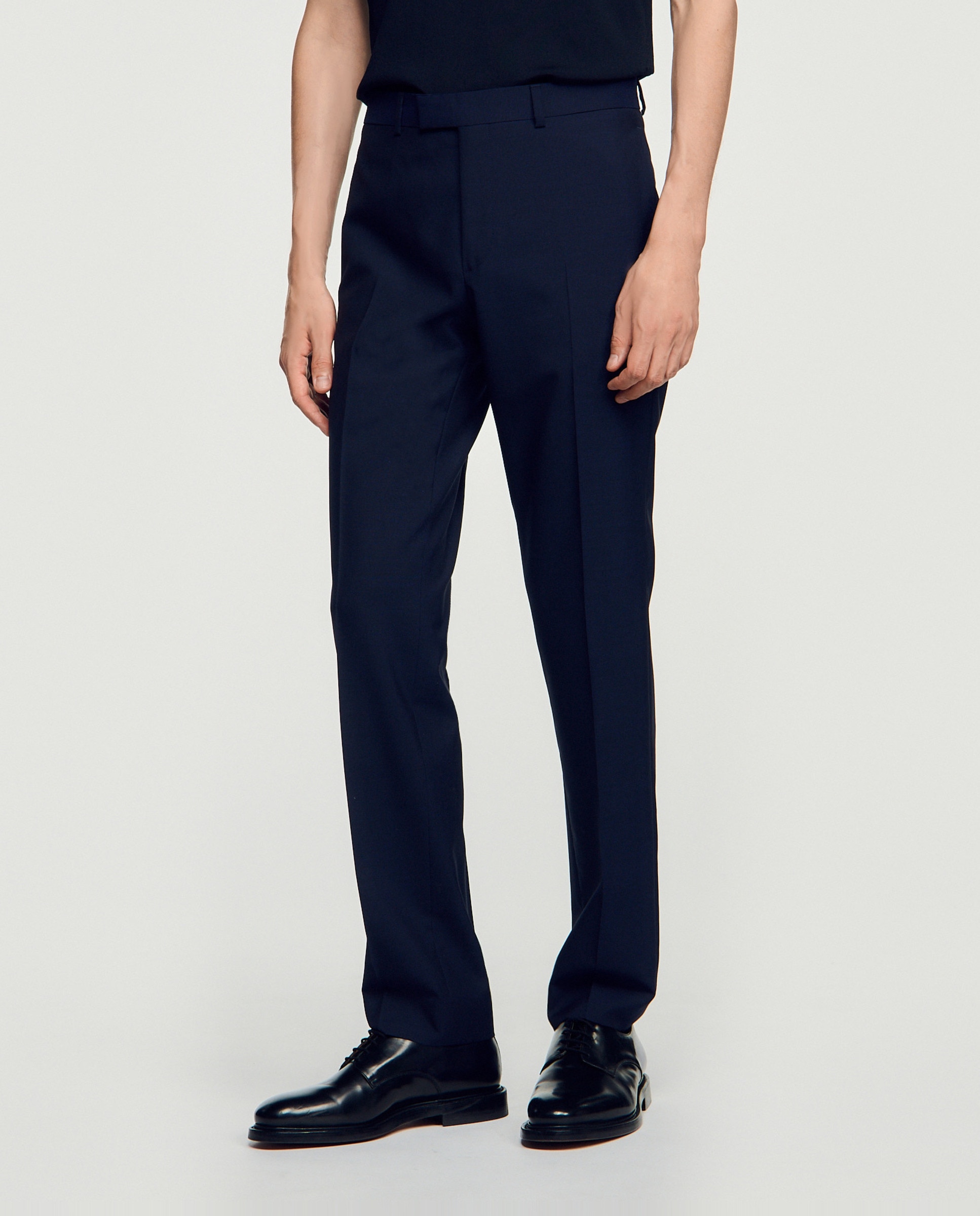 Pantalón de traje de hombre de corte clásico de lana virgen - Sandro - Azul marino Azul marino-3