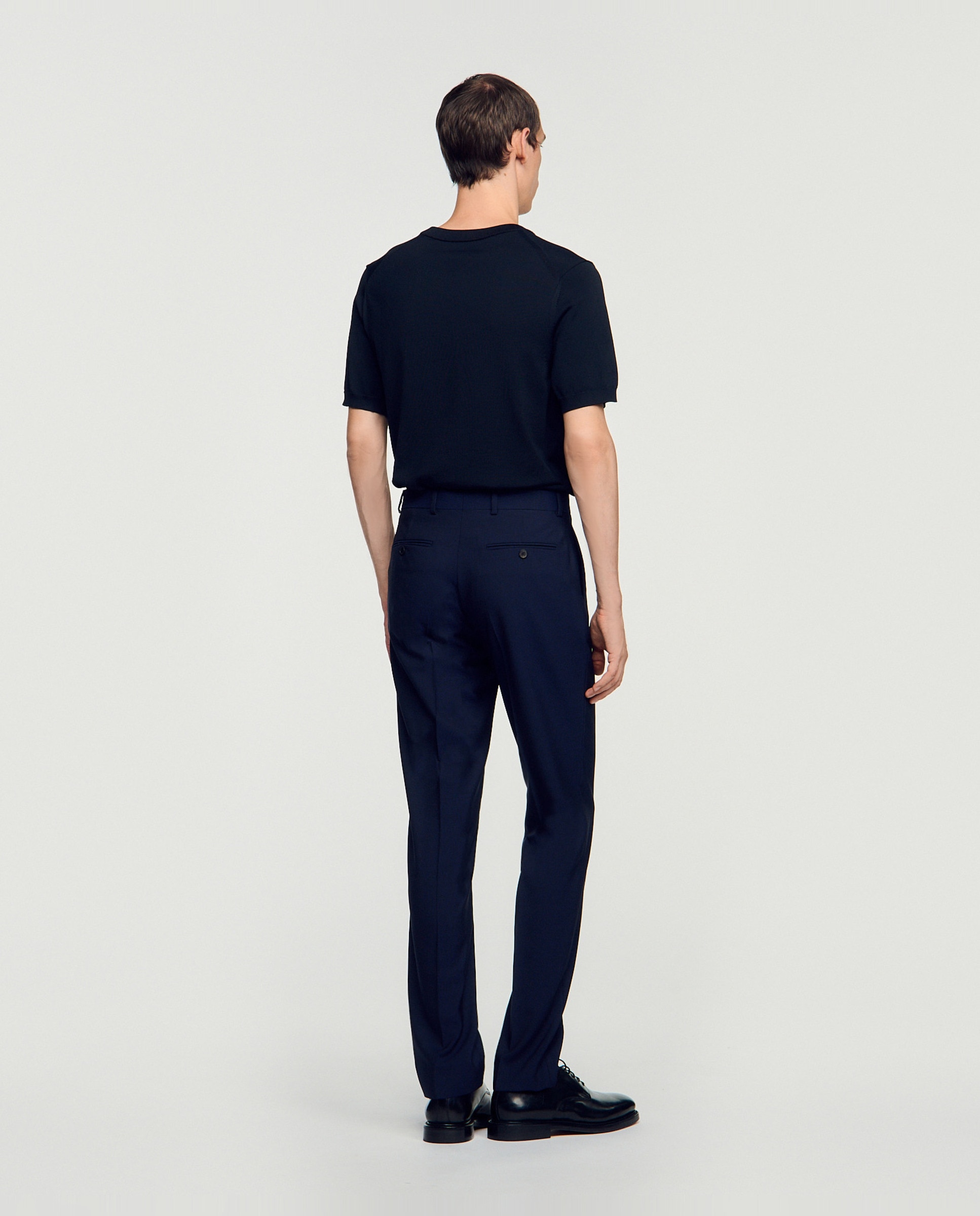 Pantalón de traje de hombre de corte clásico de lana virgen - Sandro - Azul marino Azul marino-4