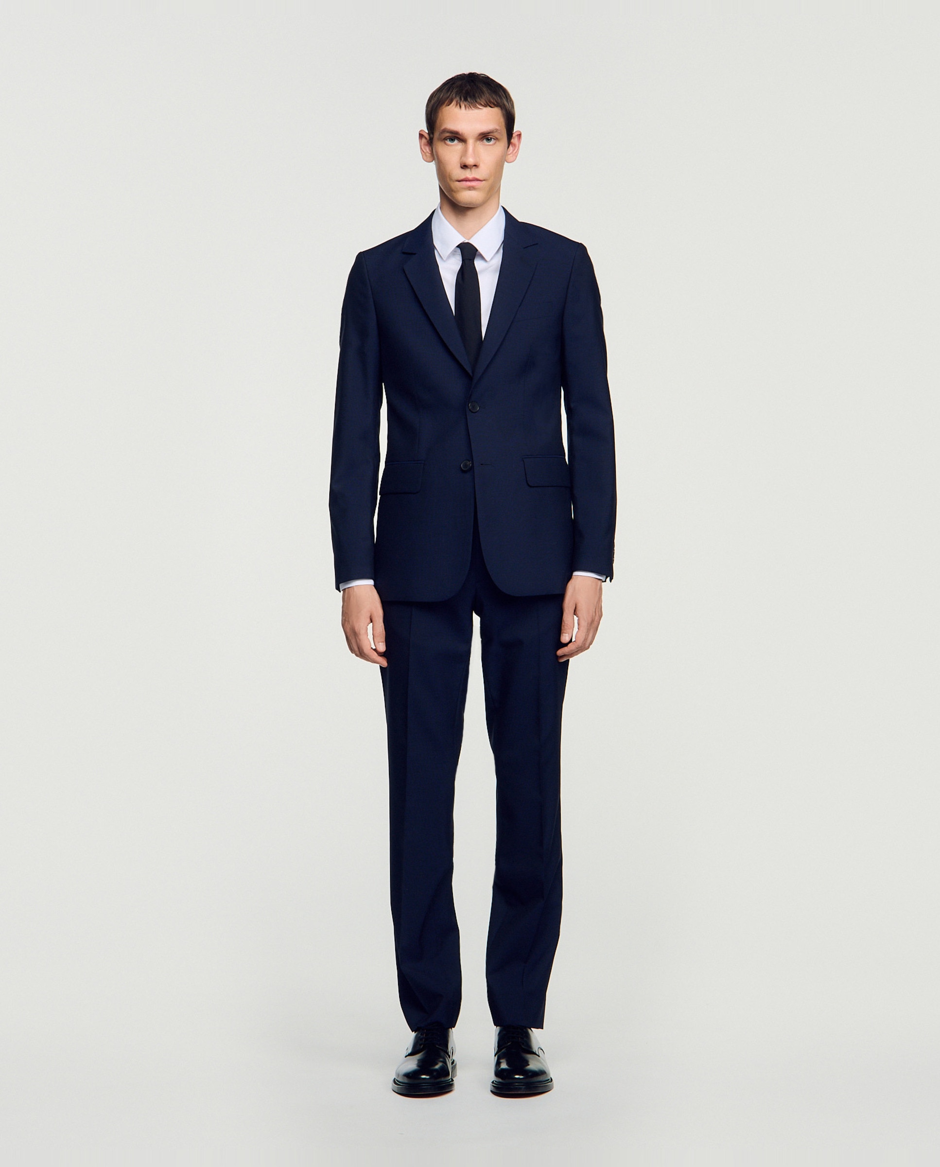 Chaqueta de traje para hombre con corte ancho de lana virgen - Sandro - Azul marino Azul marino-3