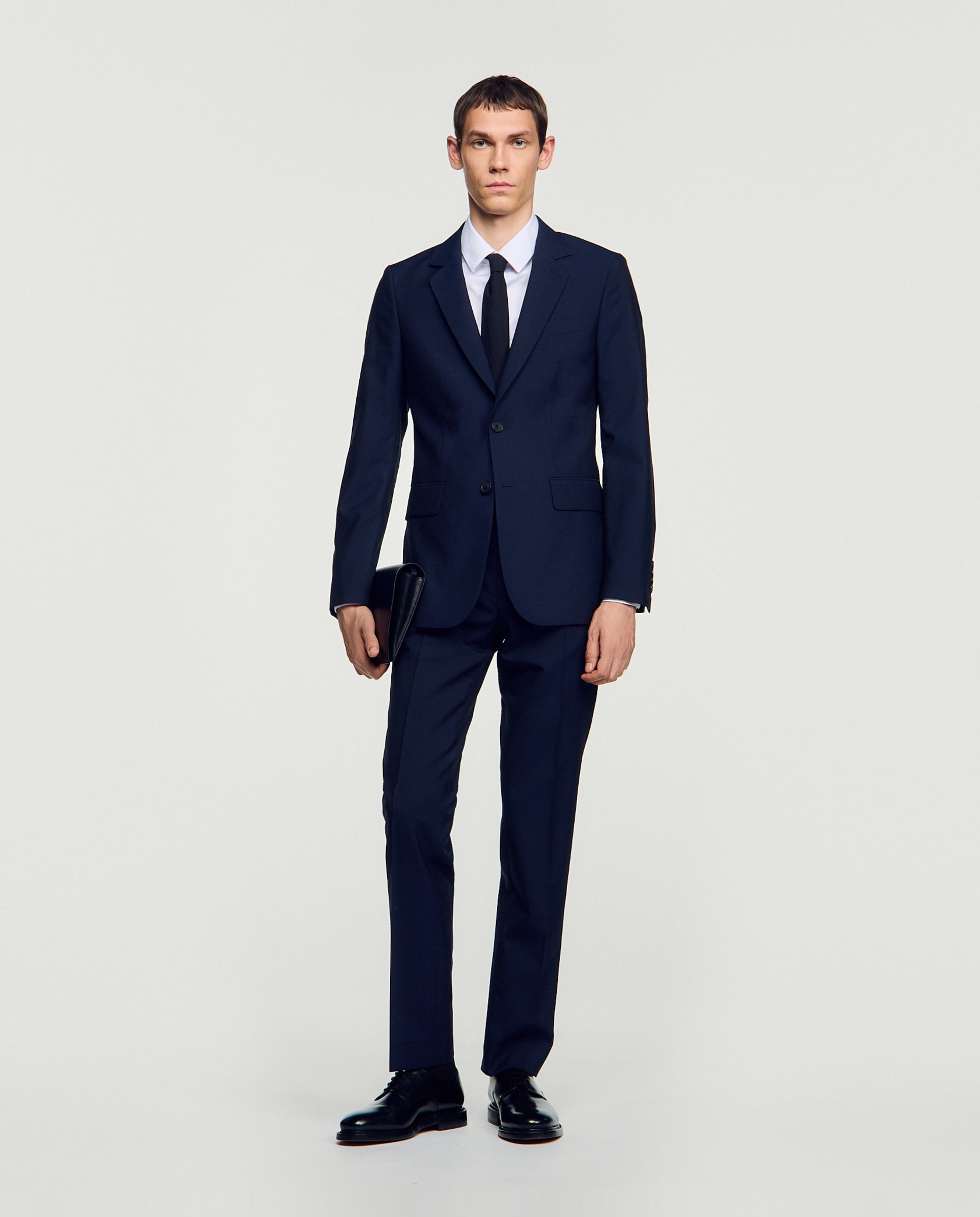 Chaqueta de traje para hombre con corte ancho de lana virgen - Sandro - Azul marino Azul marino-4