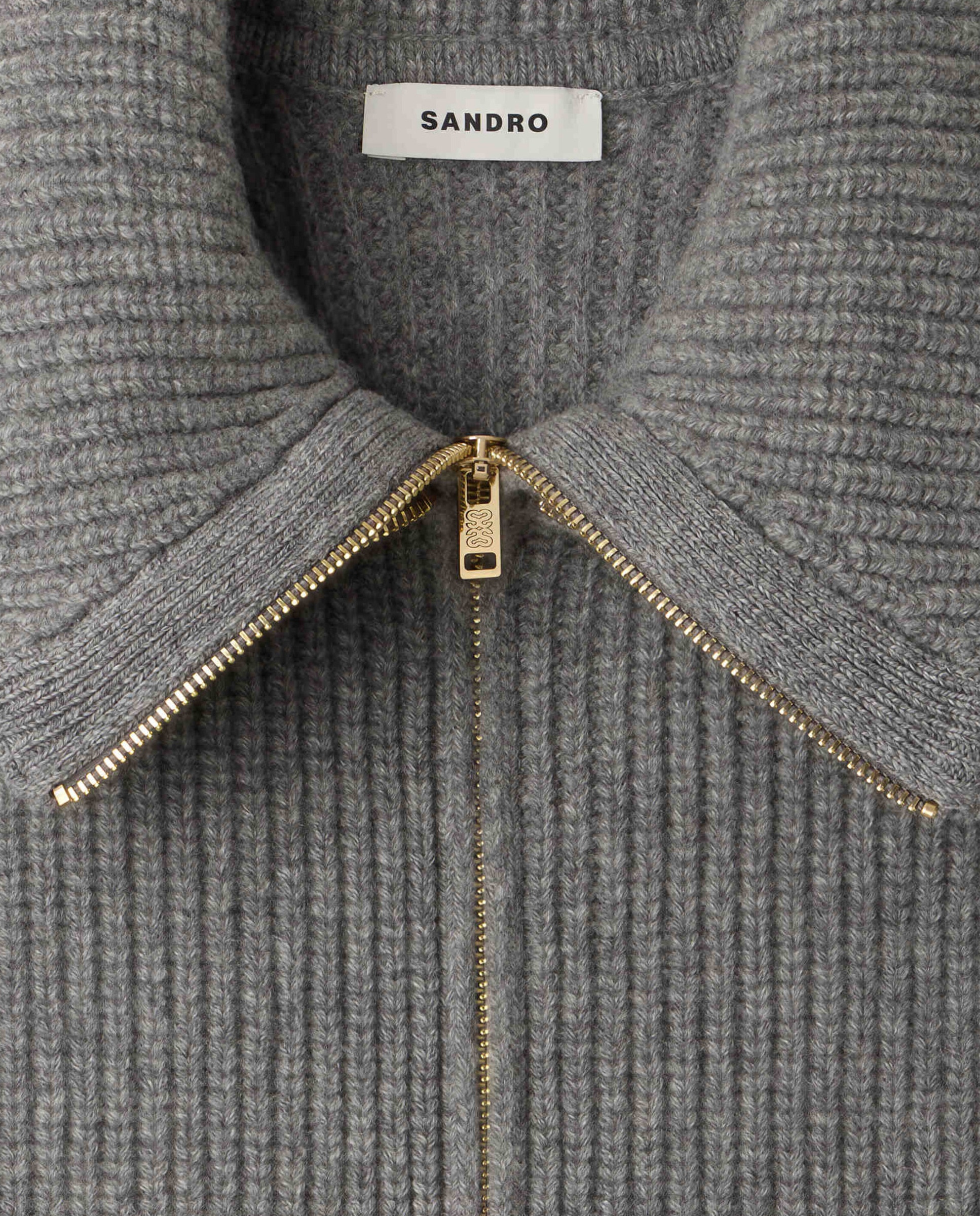 Imagen 2 de Cuello de mujer alto con cremallera de lana - Sandro - Gris Gris
