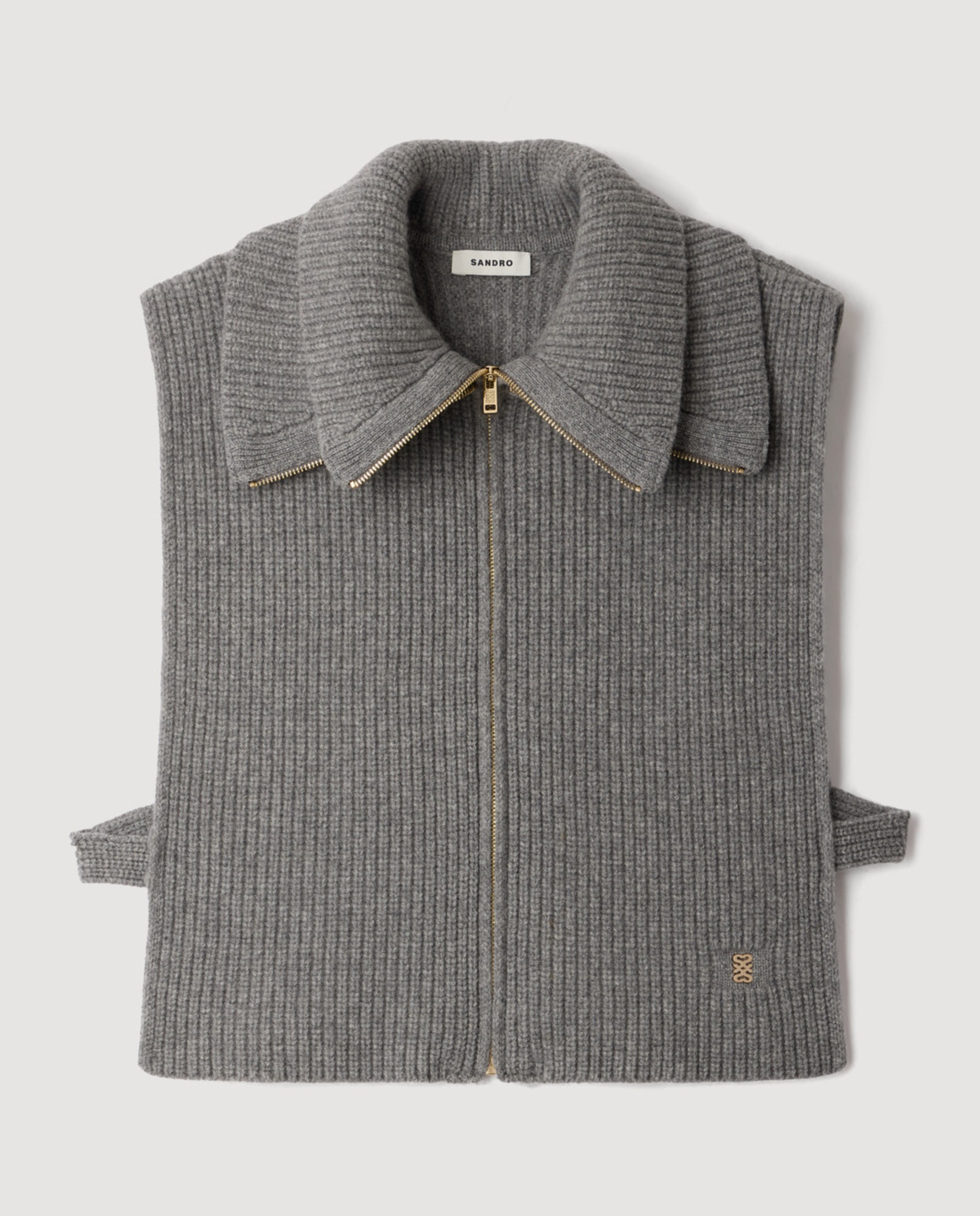 Imagen 4 de Cuello de mujer alto con cremallera de lana - Sandro - Gris Gris