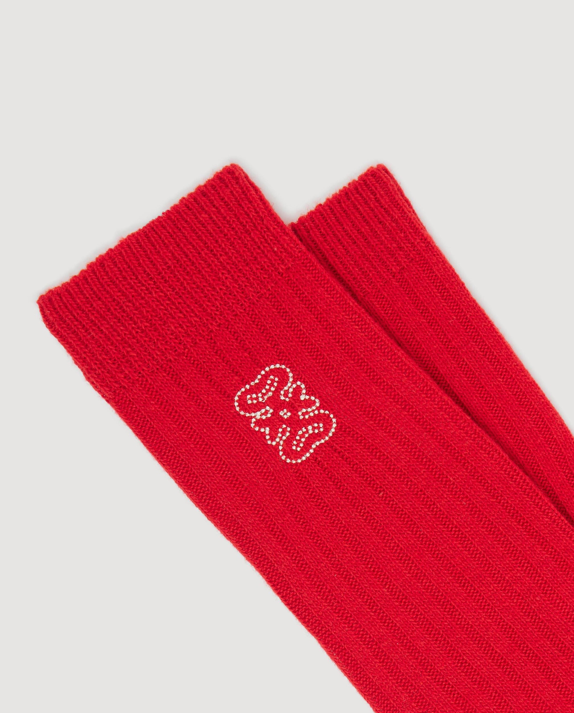 Imagen 3 de Calcetines canalé para mujer con bordado 4s en contraste - Sandro - Rojo Rojo
