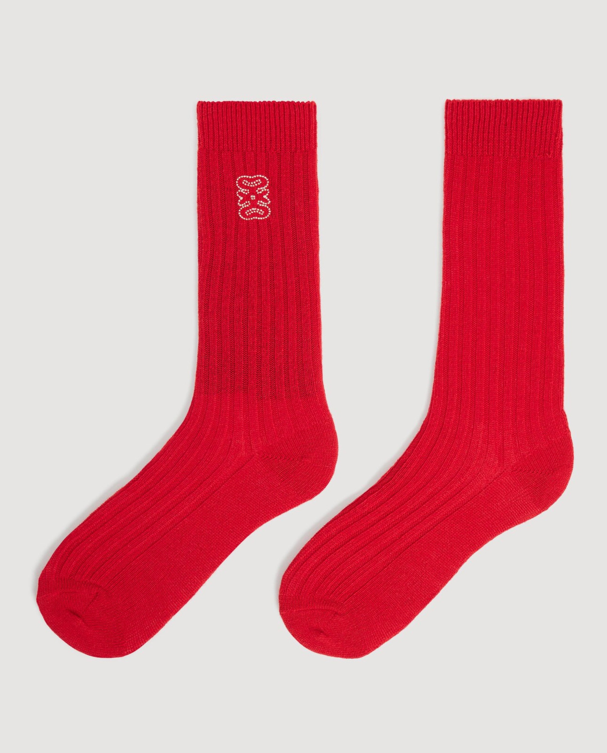 Imagen 2 de Calcetines canalé para mujer con bordado 4s en contraste - Sandro - Rojo Rojo