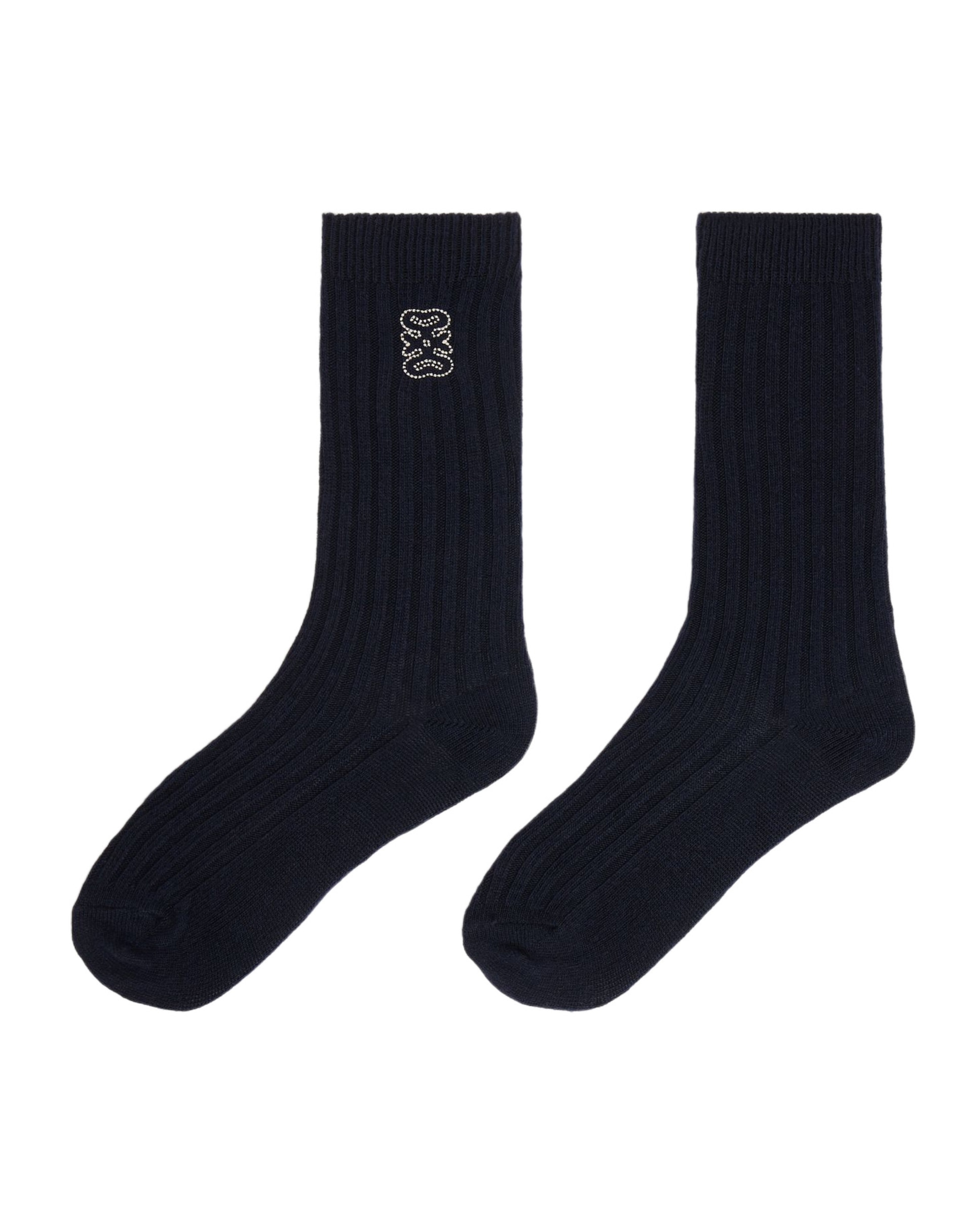 Calcetines canalé para mujer con bordado 4s en contraste - Sandro - Azul marino Azul marino-1