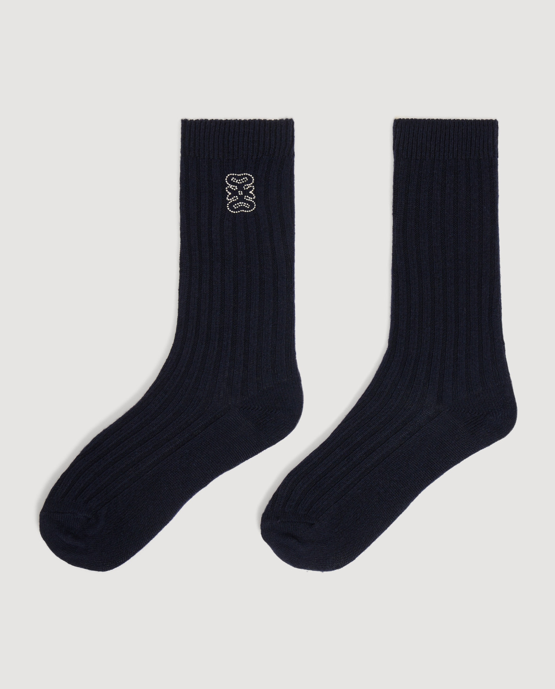 Calcetines canalé para mujer con bordado 4s en contraste - Sandro - Azul marino Azul marino-2