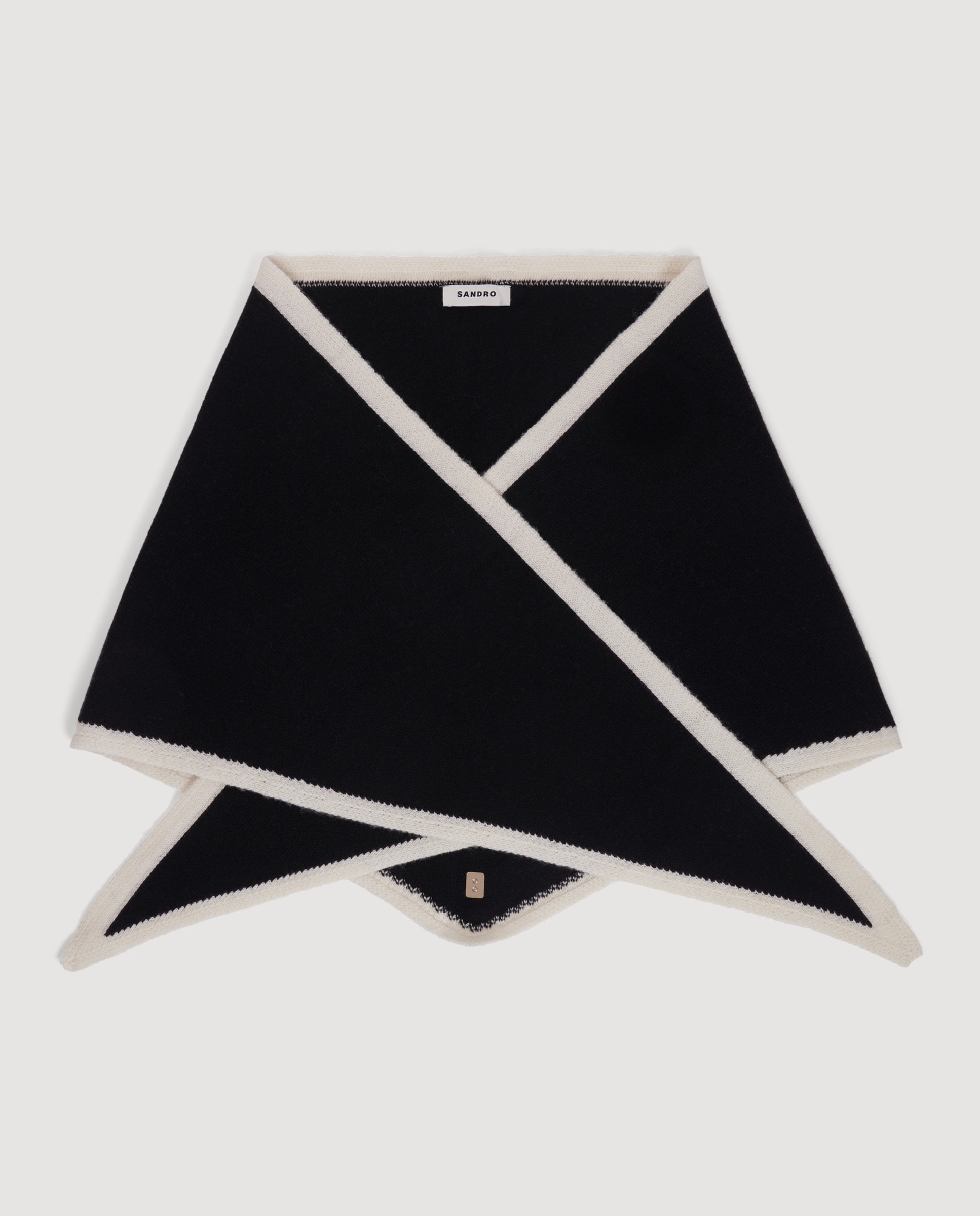 Imagen 1 de Pañuelo de mujer triangular bicolor de lana y cachemira Negro