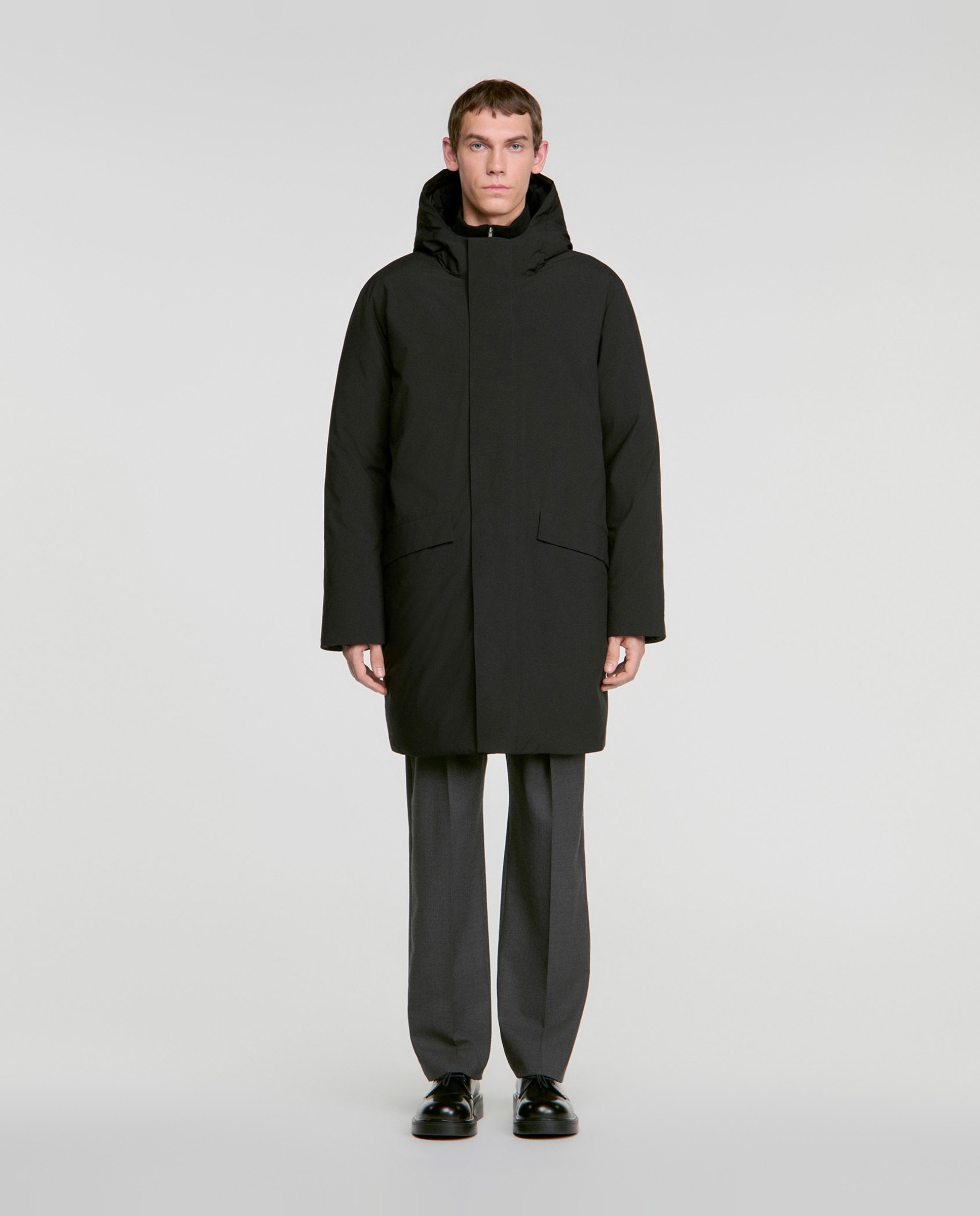 Parka de hombre acolchada con capucha de cuello alto - Sandro - Negro Negro-1