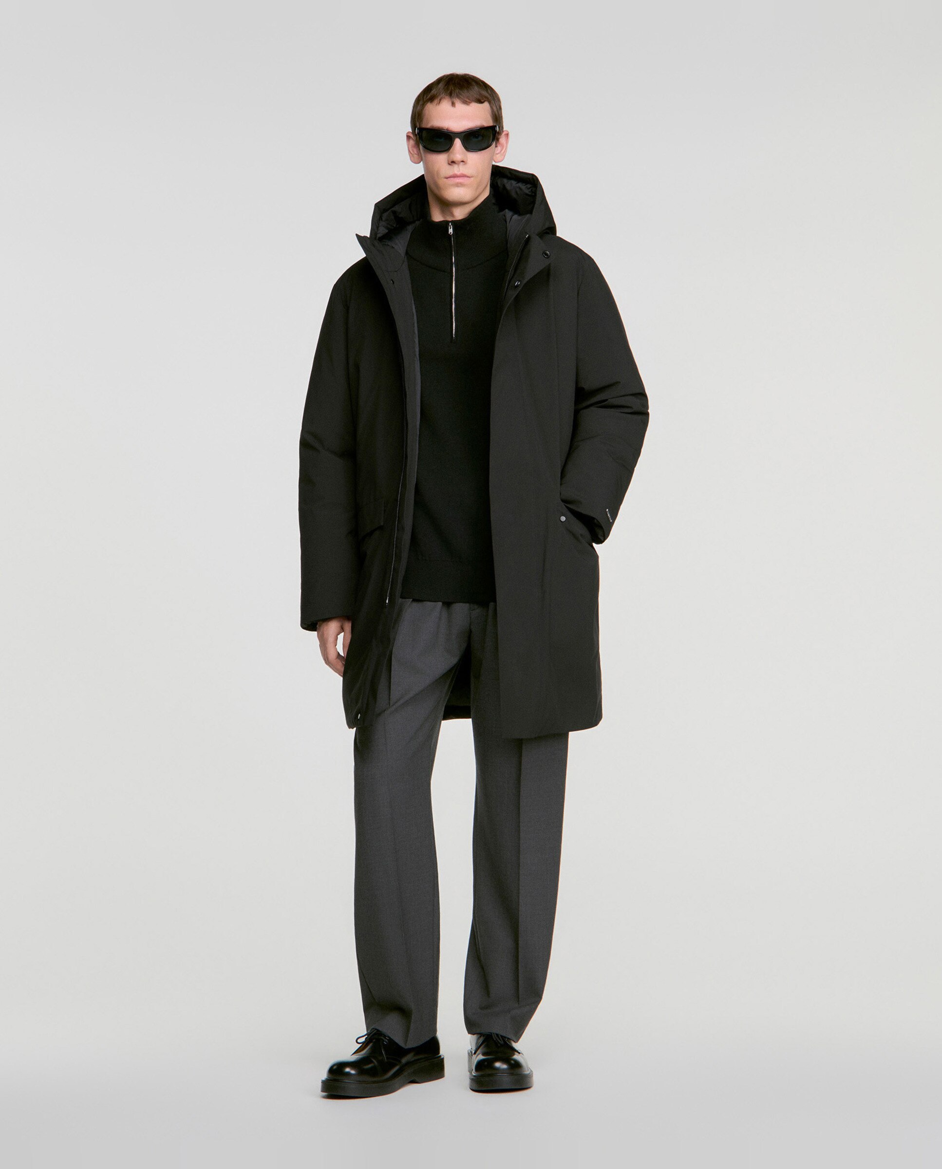 Parka de hombre acolchada con capucha de cuello alto - Sandro - Negro Negro-3