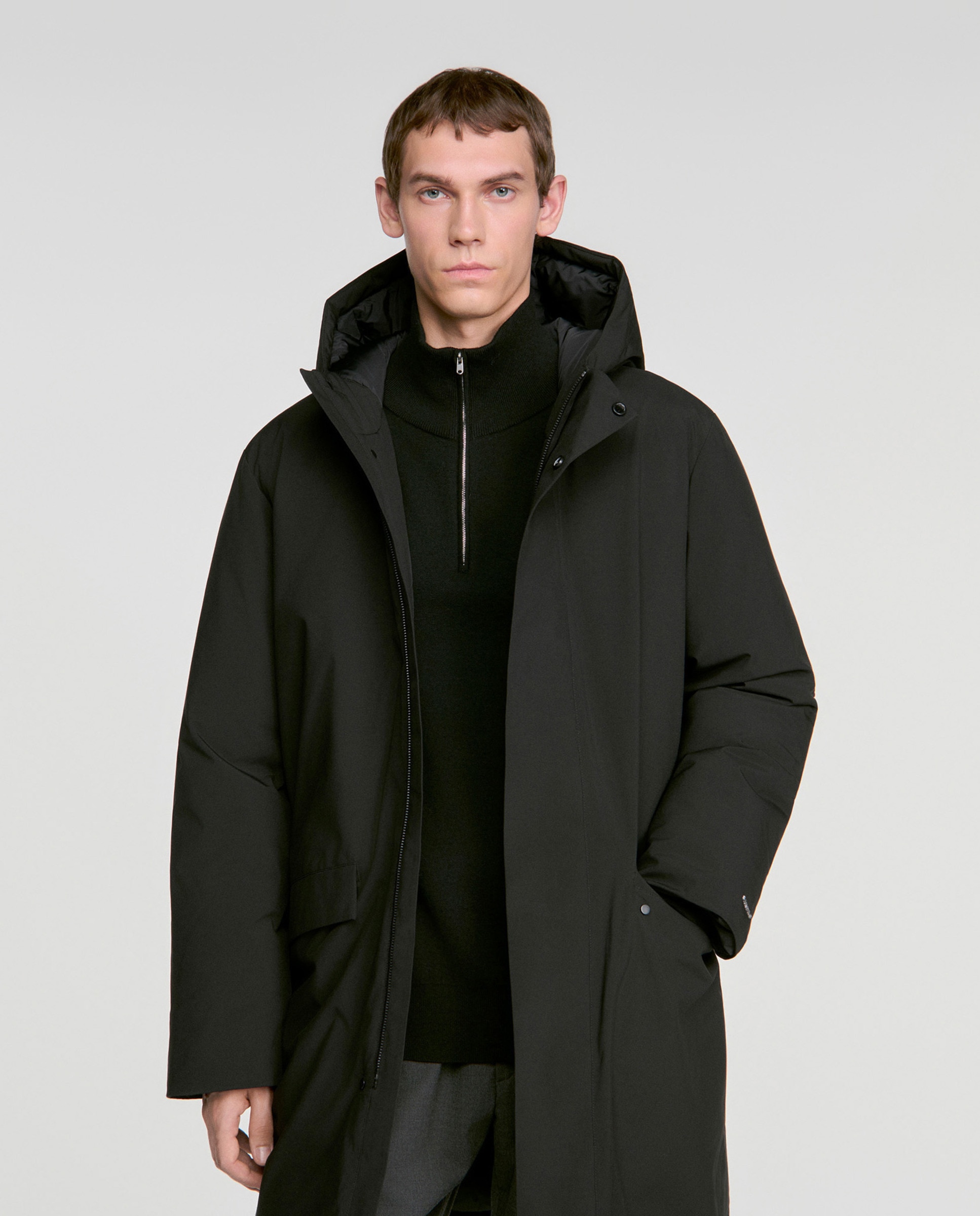 Parka de hombre acolchada con capucha de cuello alto - Sandro - Negro Negro-4
