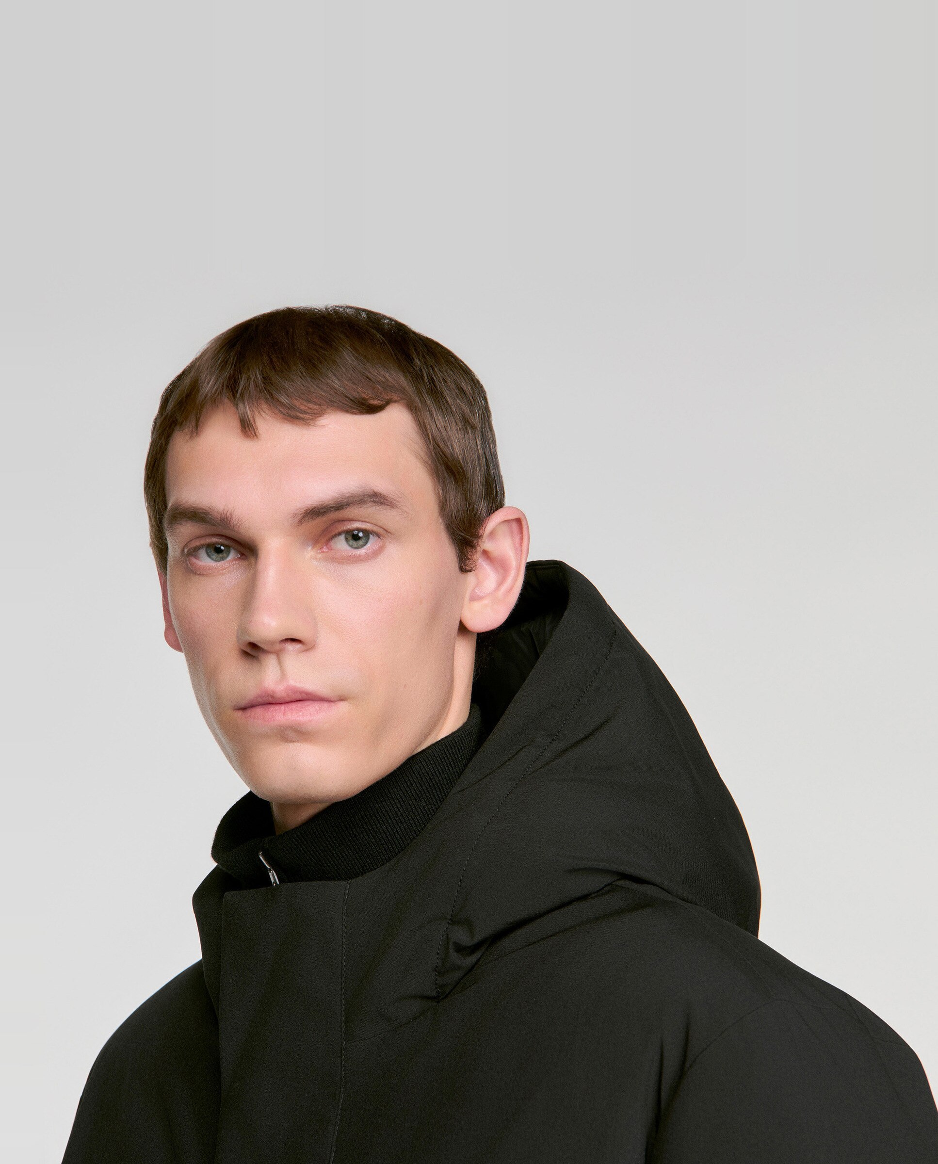 Parka de hombre acolchada con capucha de cuello alto - Sandro - Negro Negro-5