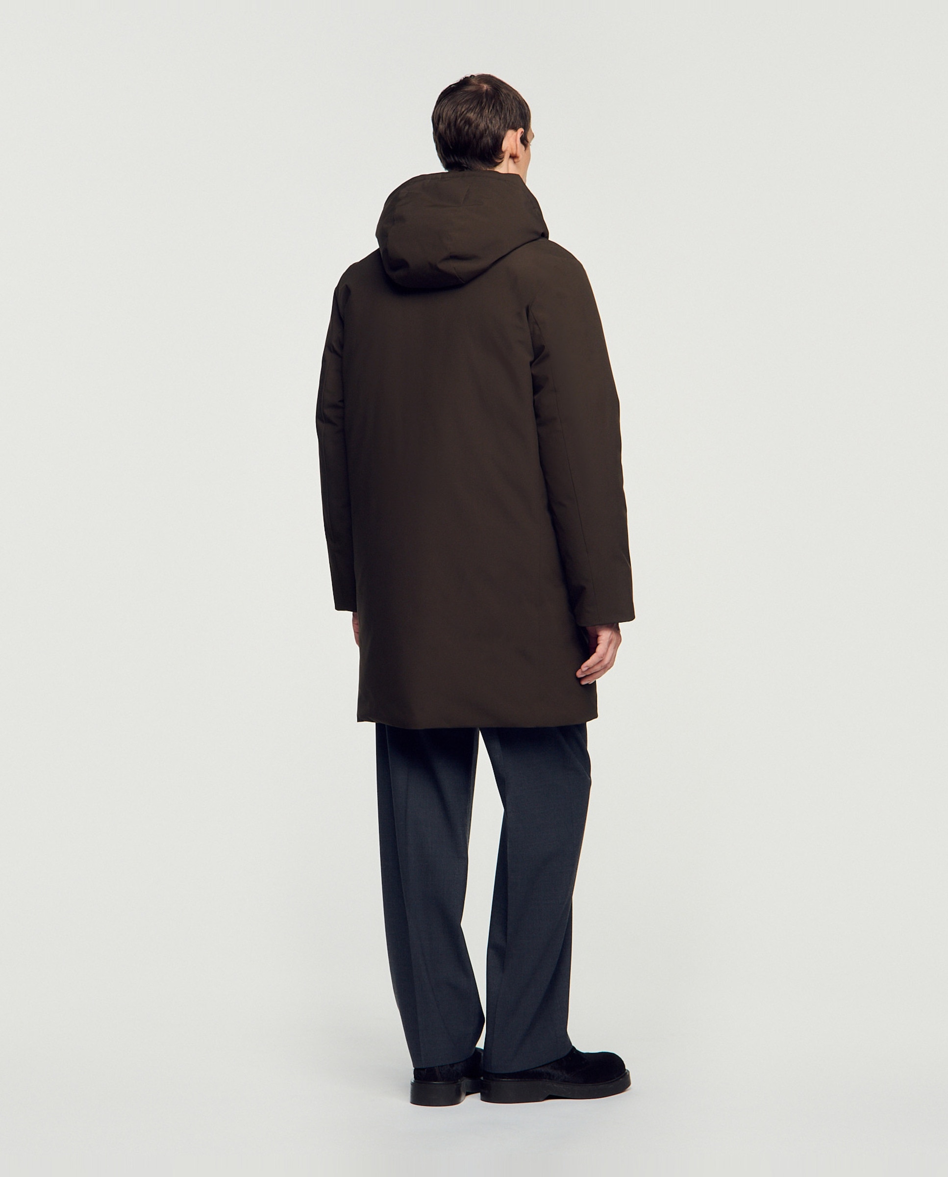 Parka de hombre acolchada con capucha de cuello alto - Sandro - Topo Topo-2