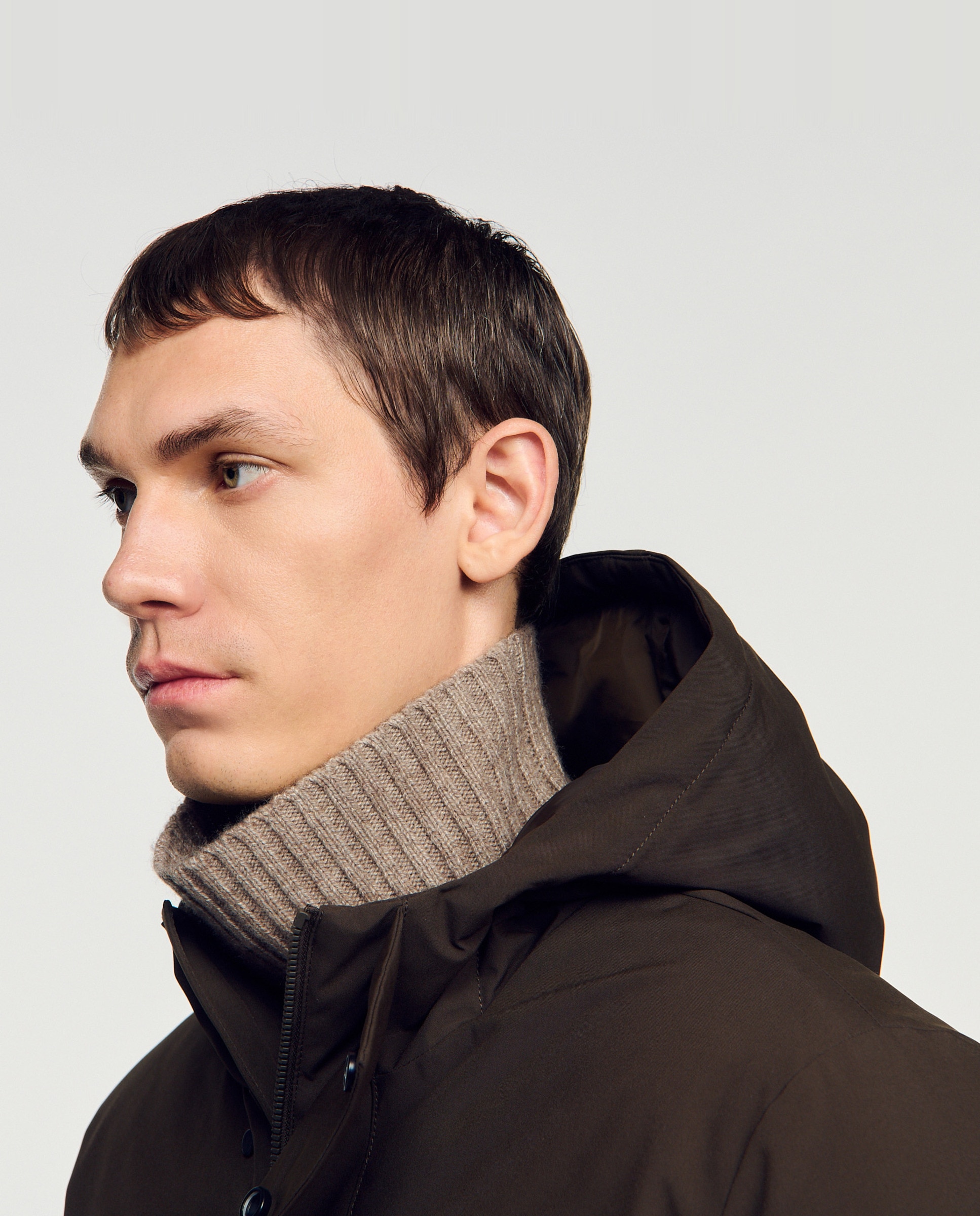Parka de hombre acolchada con capucha de cuello alto - Sandro - Topo Topo-5