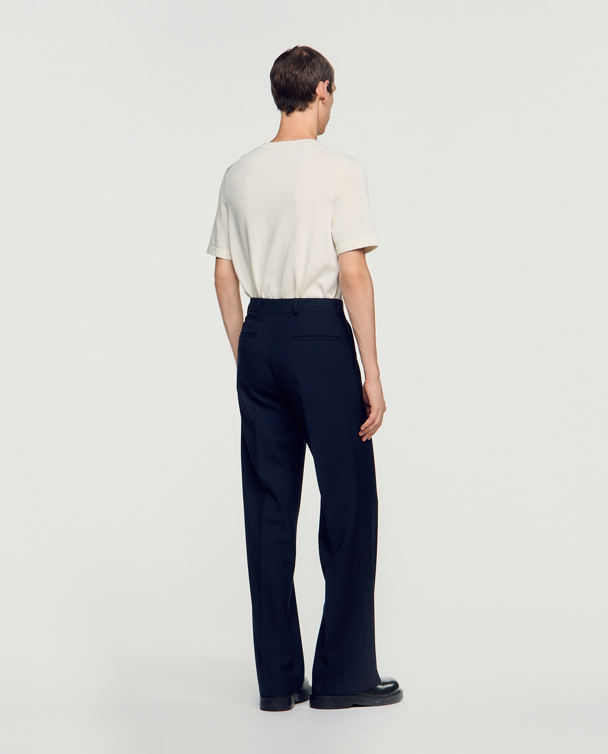 Pantalón de traje de hombre corte recto lana virgen - Sandro - Azul marino Azul marino-4