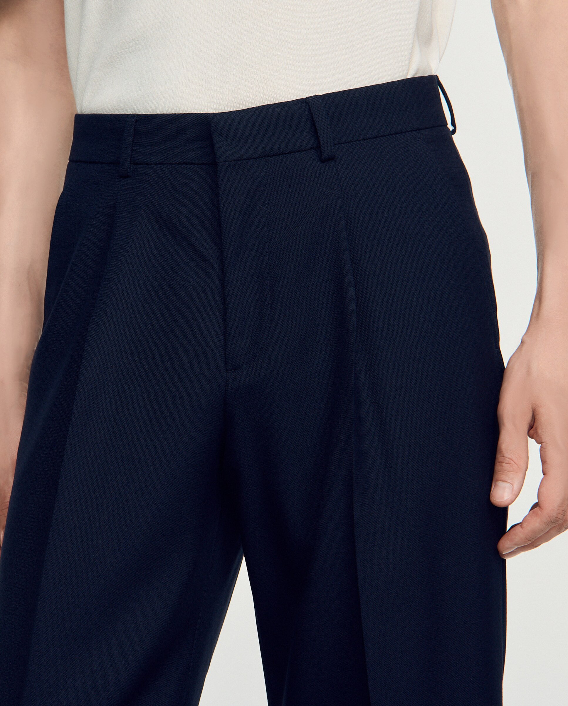 Pantalón de traje de hombre corte recto lana virgen - Sandro - Azul marino Azul marino-5