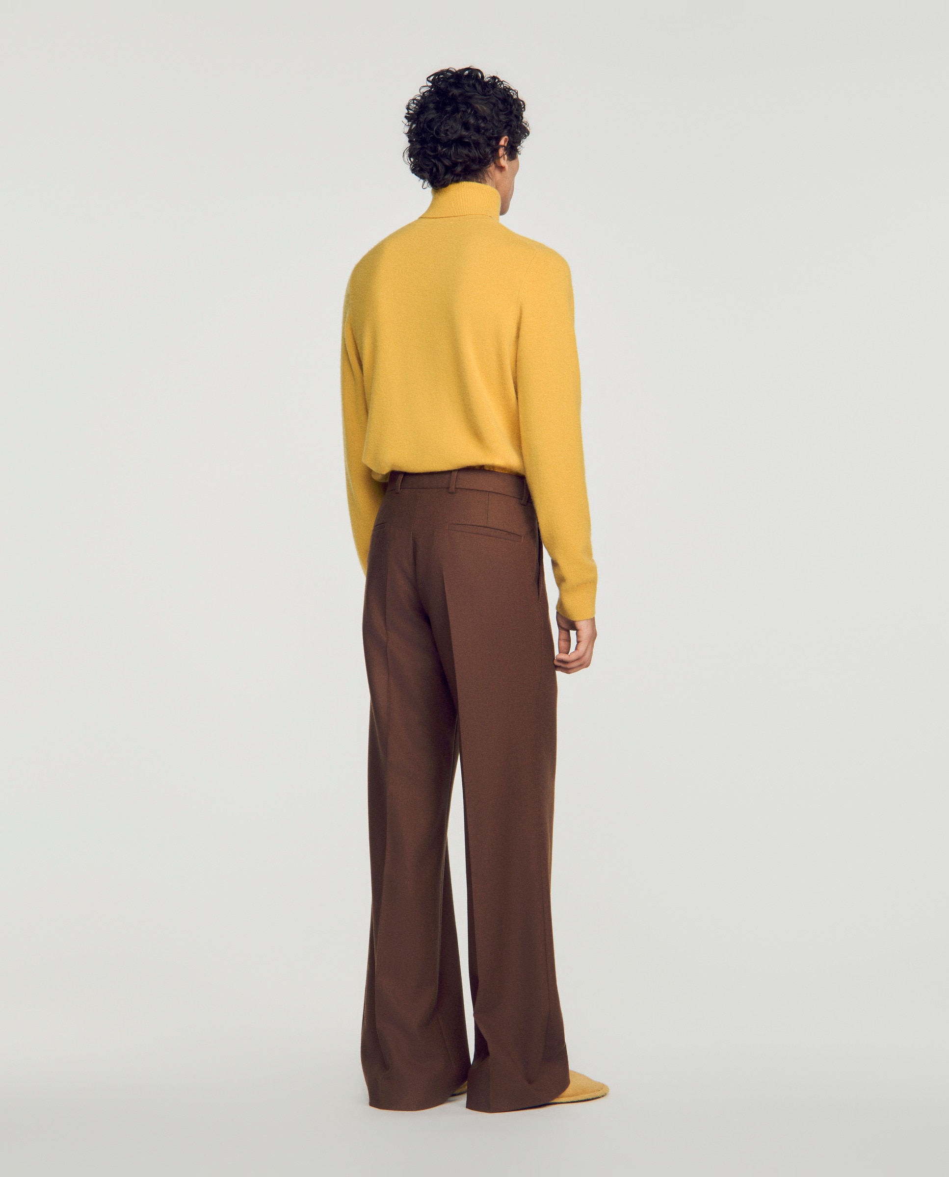 Pantalón de traje de hombre ancho lana - Sandro - Marrón Marrón-3