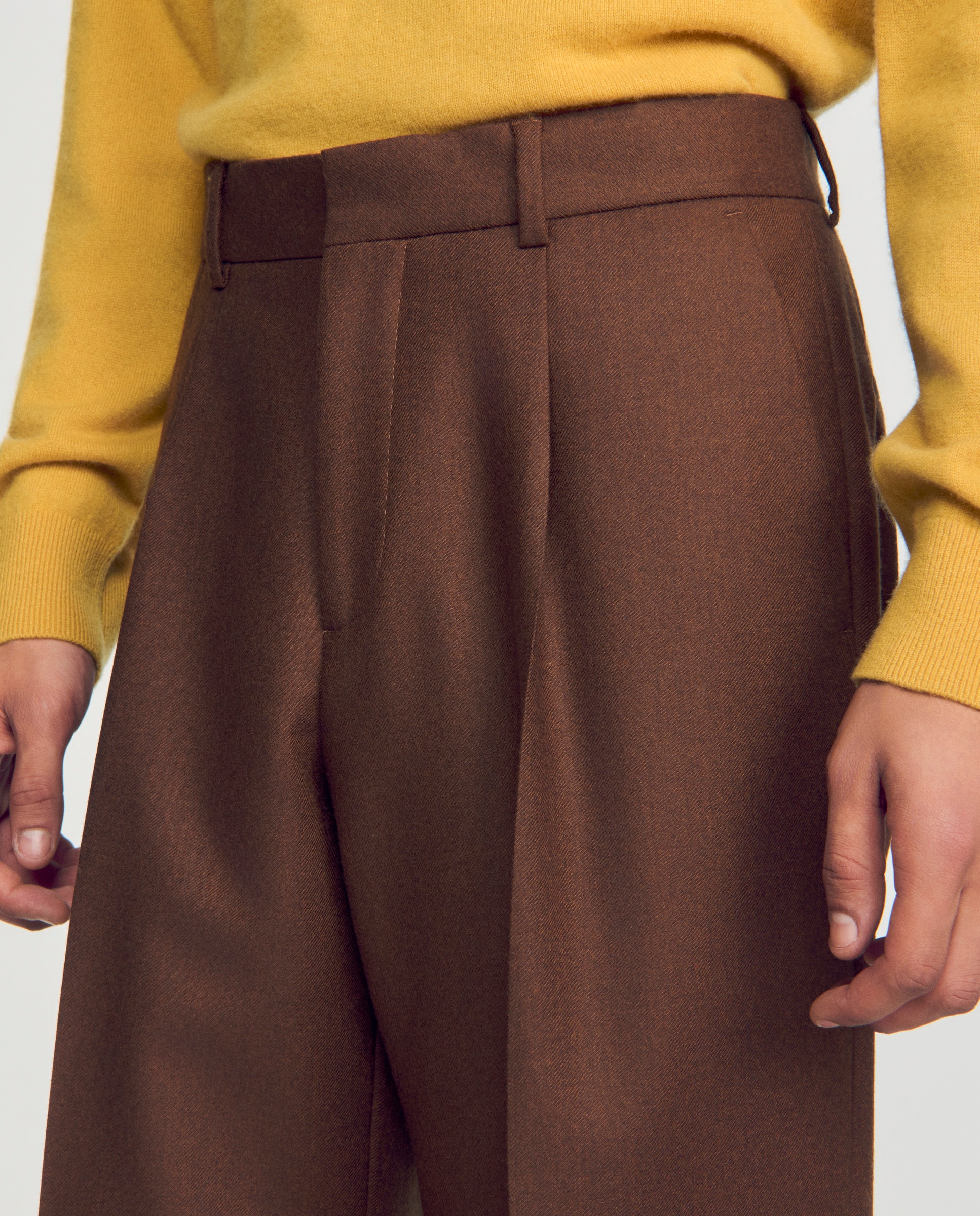 Pantalón de traje de hombre ancho lana - Sandro - Marrón Marrón-4