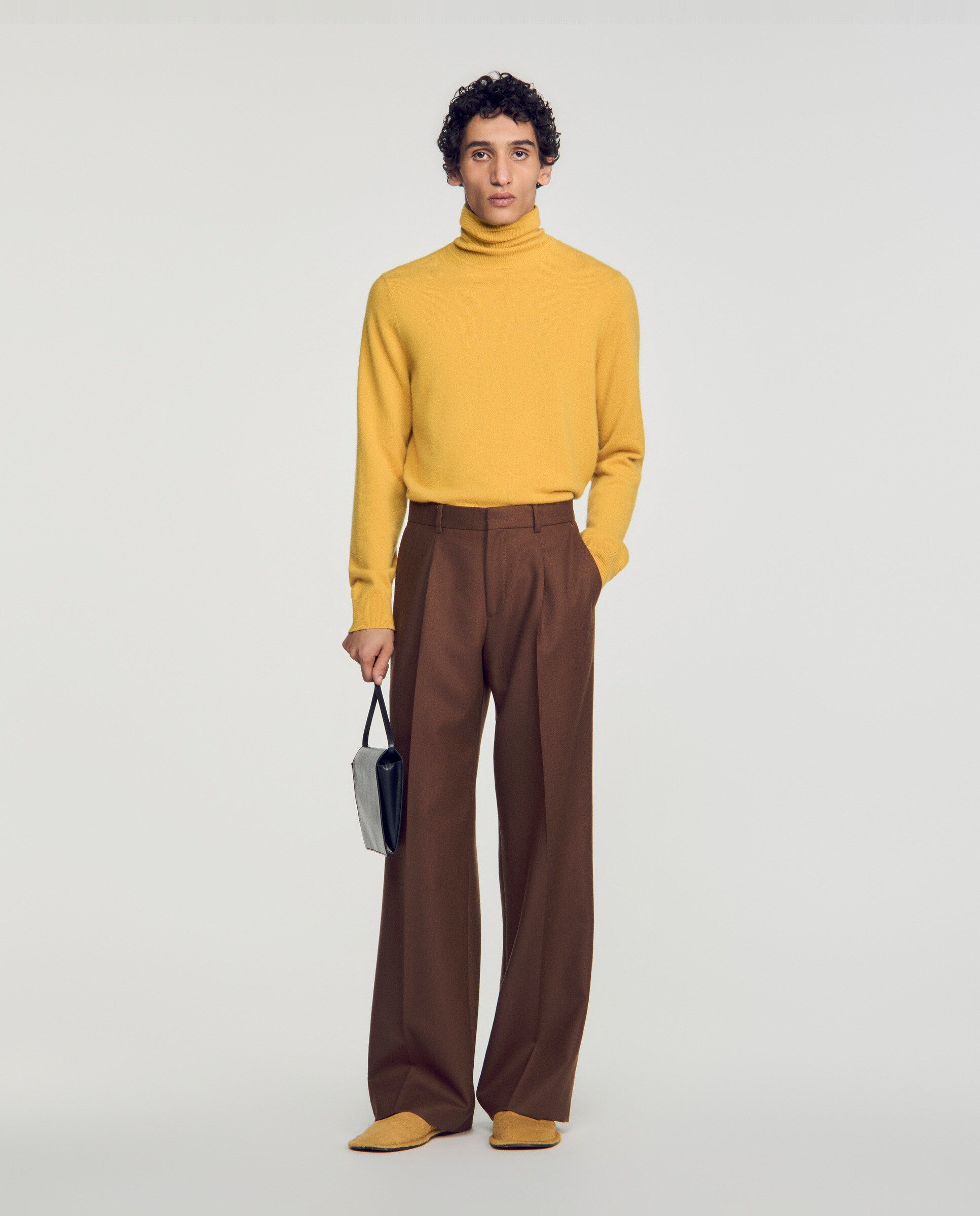 Pantalón de traje de hombre ancho lana - Sandro - Marrón Marrón-5