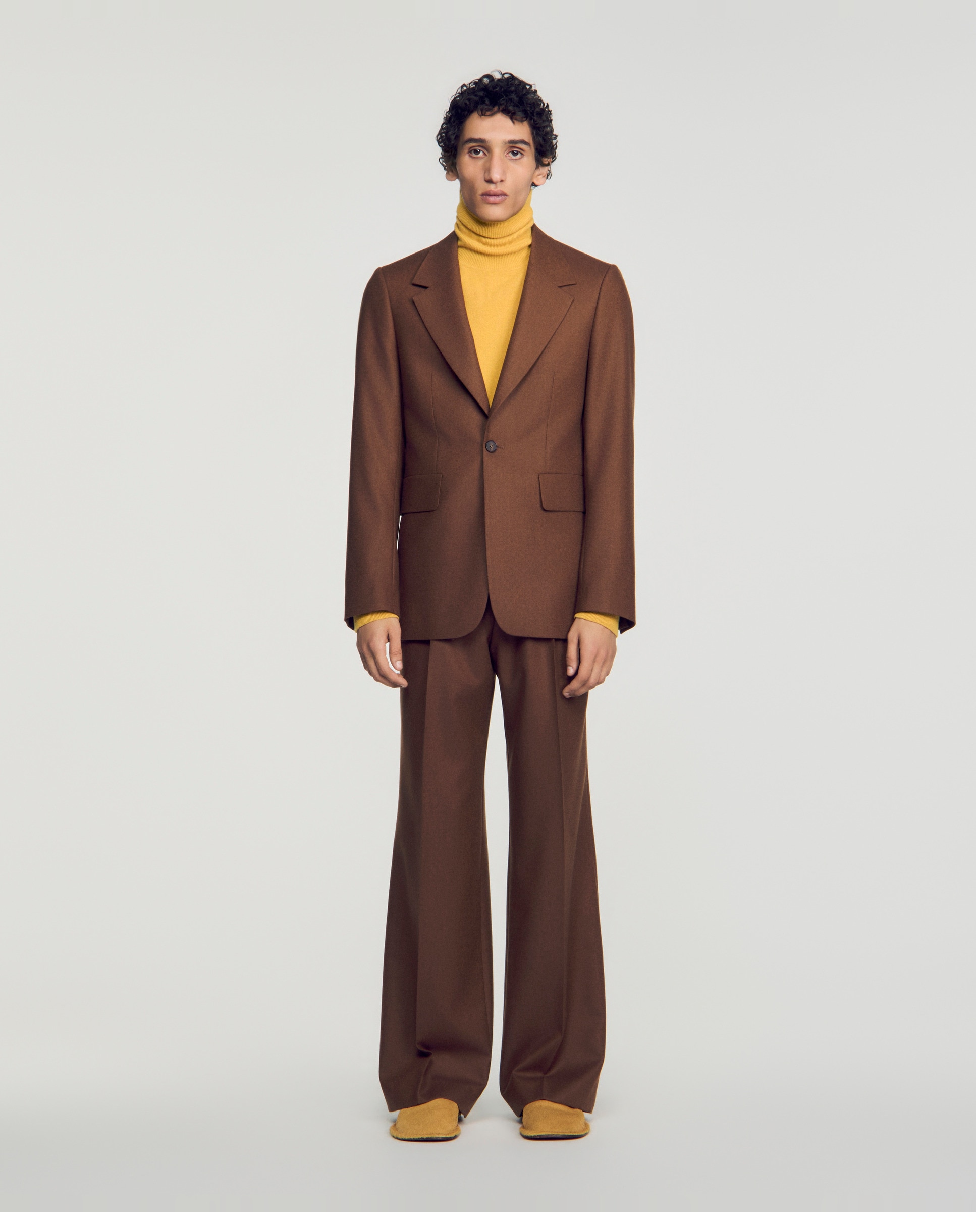 Chaqueta de traje de hombre ancha en lana virgen - Sandro - Marrón Marrón-3