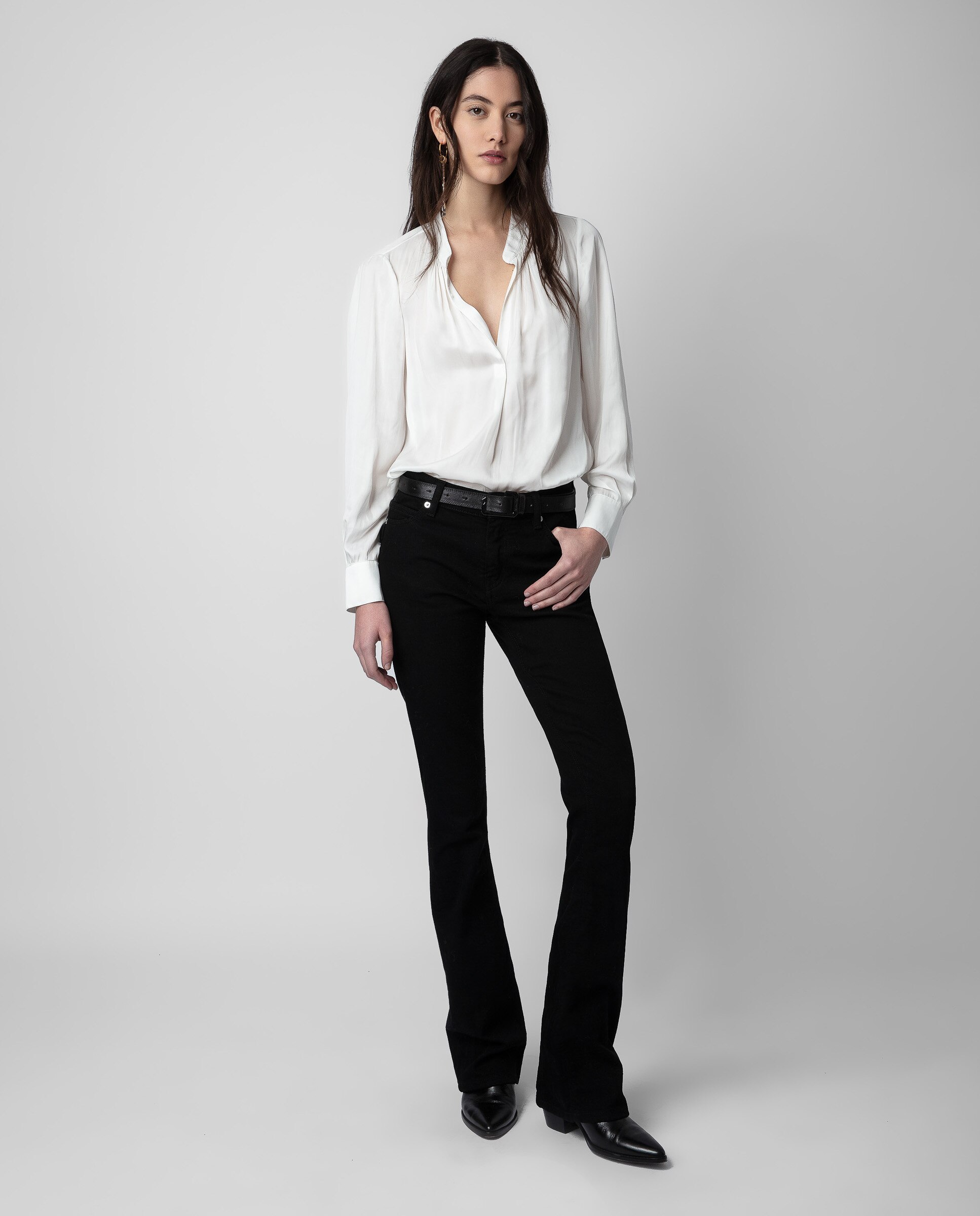 Blusa de mujer Tink lisa de manga larga - Zadig & Voltaire - Blanco Blanco-3