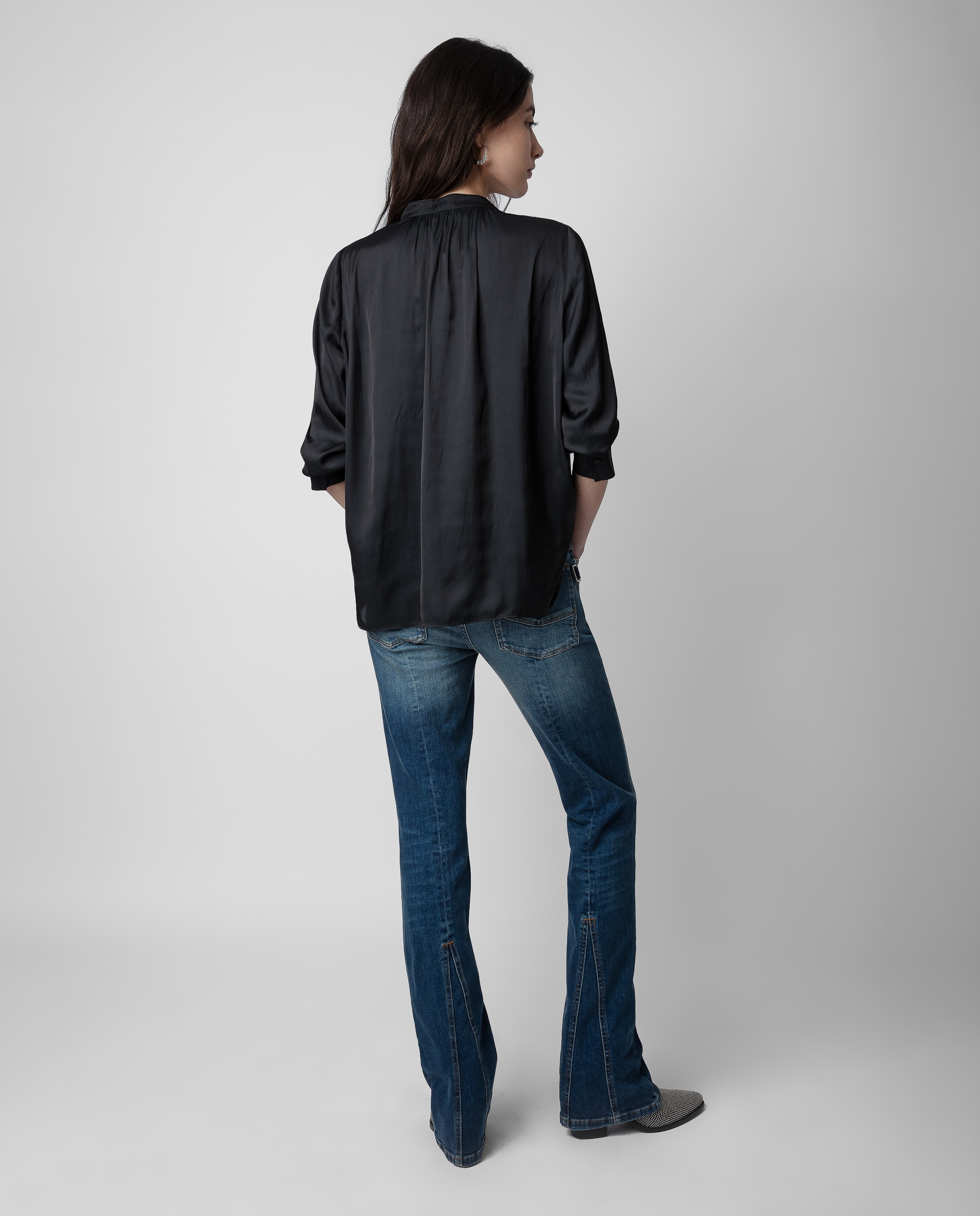 Blusa de mujer Tink lisa de manga larga - Zadig & Voltaire - Negro Negro-2