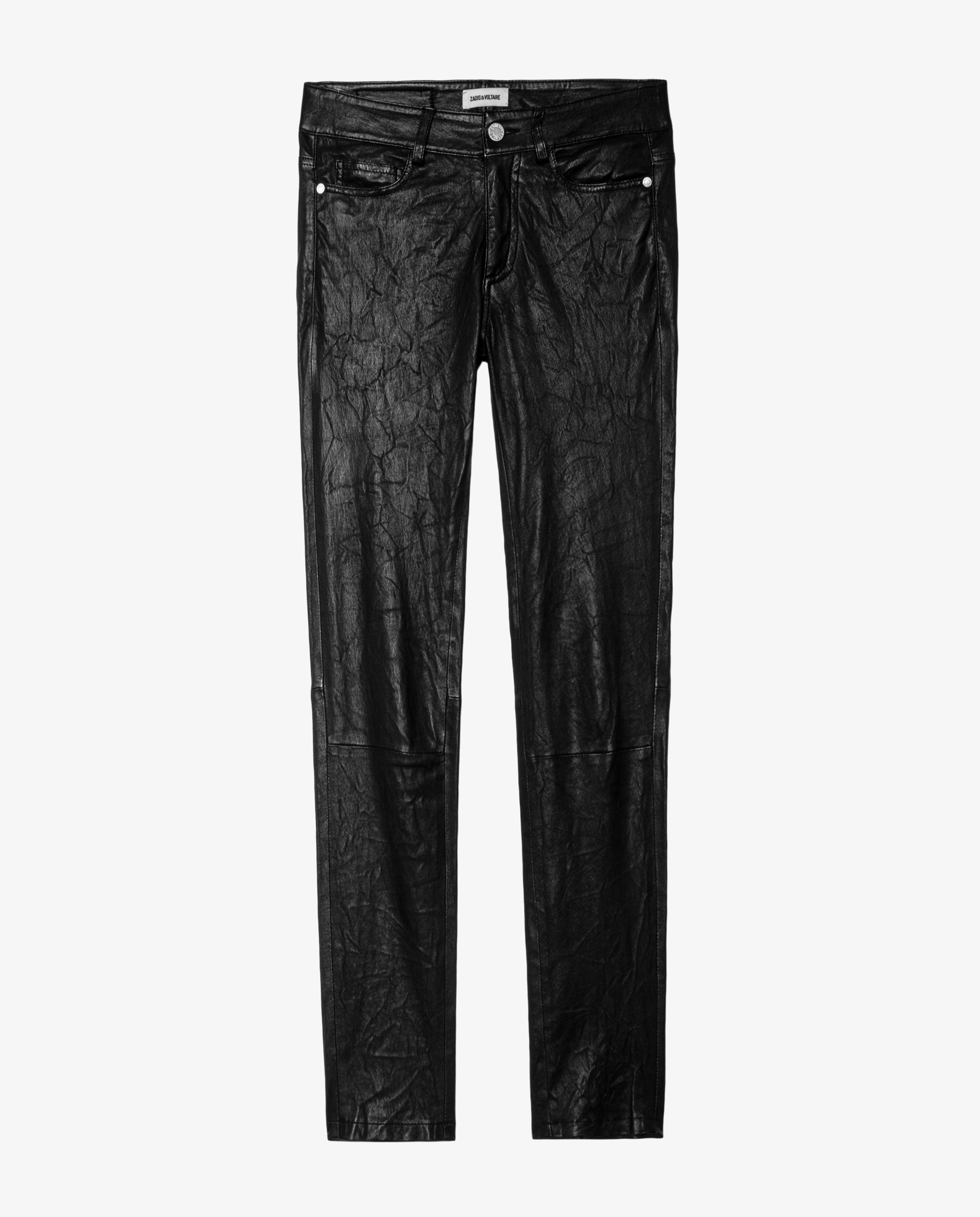 Pantalón pitillo de mujer Phlame de cuero arrugado - Zadig & Voltaire - Negro Negro-6
