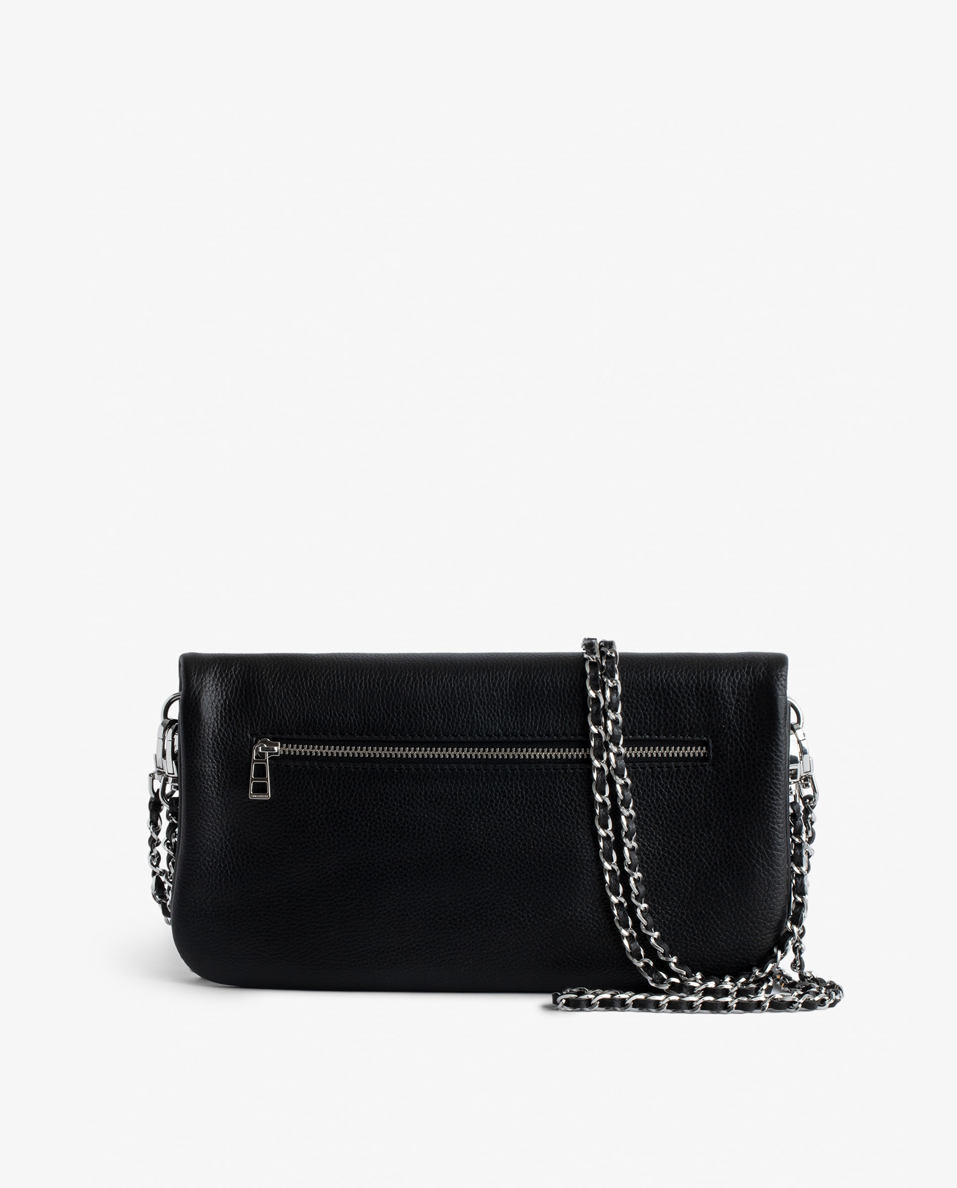 Bolso de mano mediano de cuero granulado con doble cadena y alas de strass - Zadig & Voltaire - Negro Negro-5