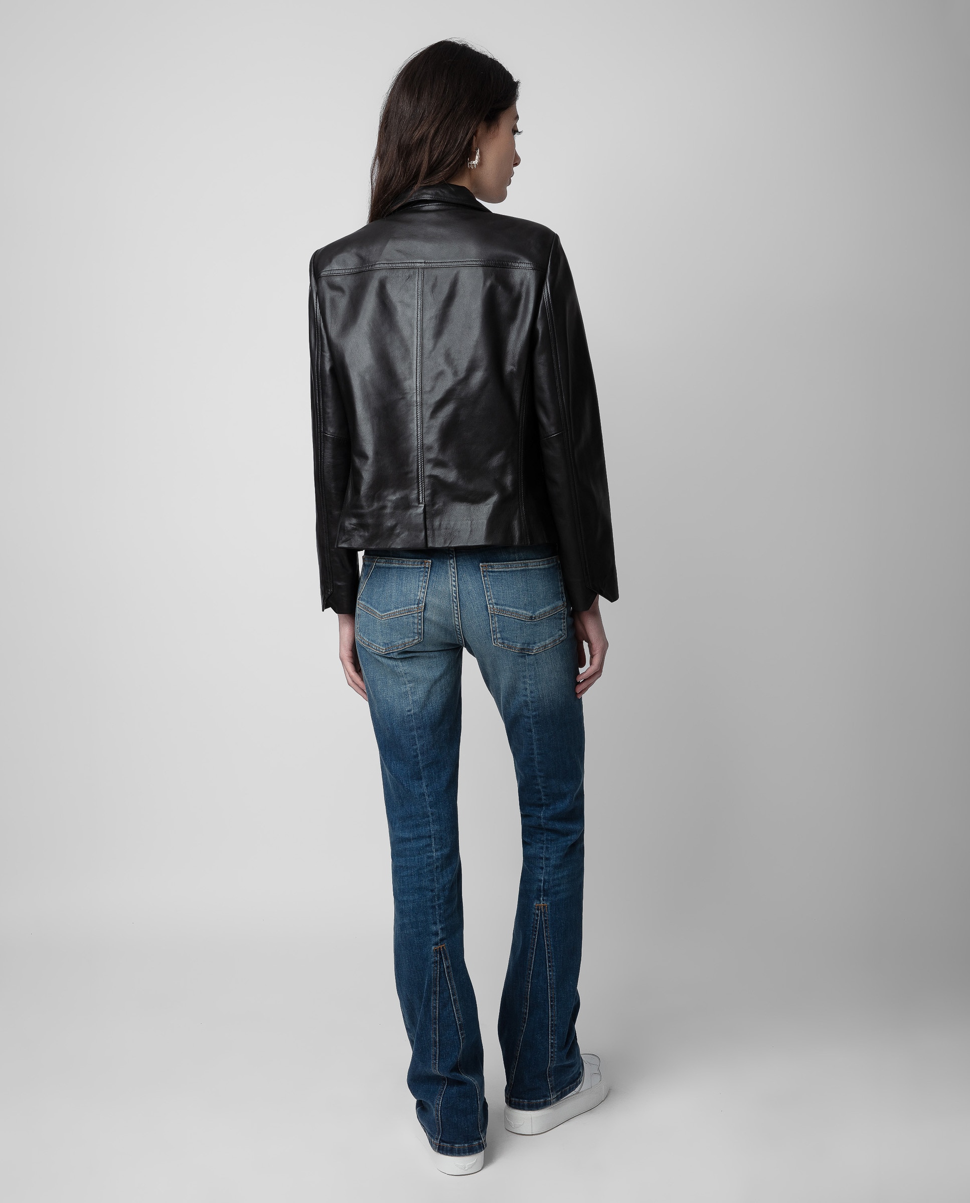Cazadora de mujer ajustada abotonada de piel - Zadig & Voltaire - Negro Negro-2