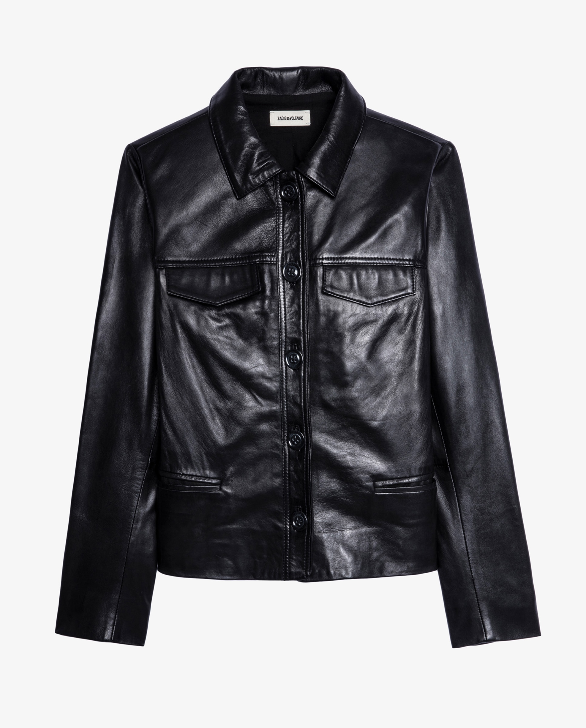 Cazadora de mujer ajustada abotonada de piel - Zadig & Voltaire - Negro Negro-5