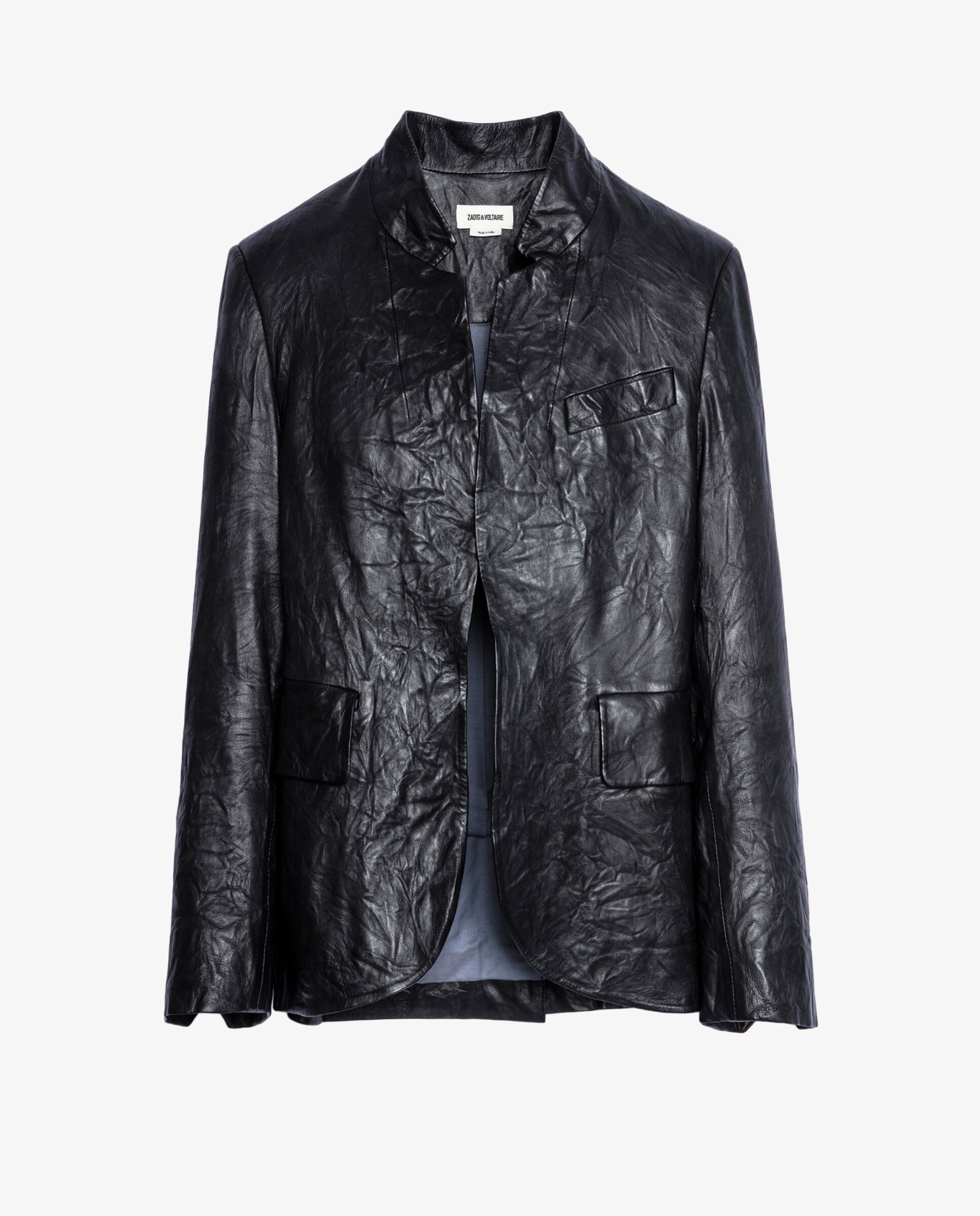 Blazer de mujer Verys de cuero arrugado - Zadig & Voltaire - Negro Negro-5