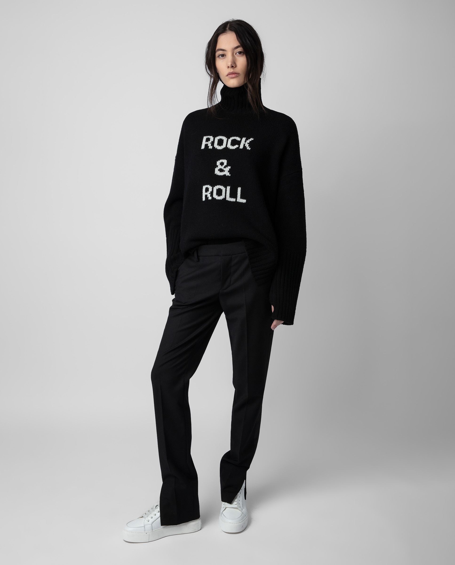 Jersey de mujer Alma Rock & Roll de lana merino con cuello alto - Zadig & Voltaire - Negro Negro-3