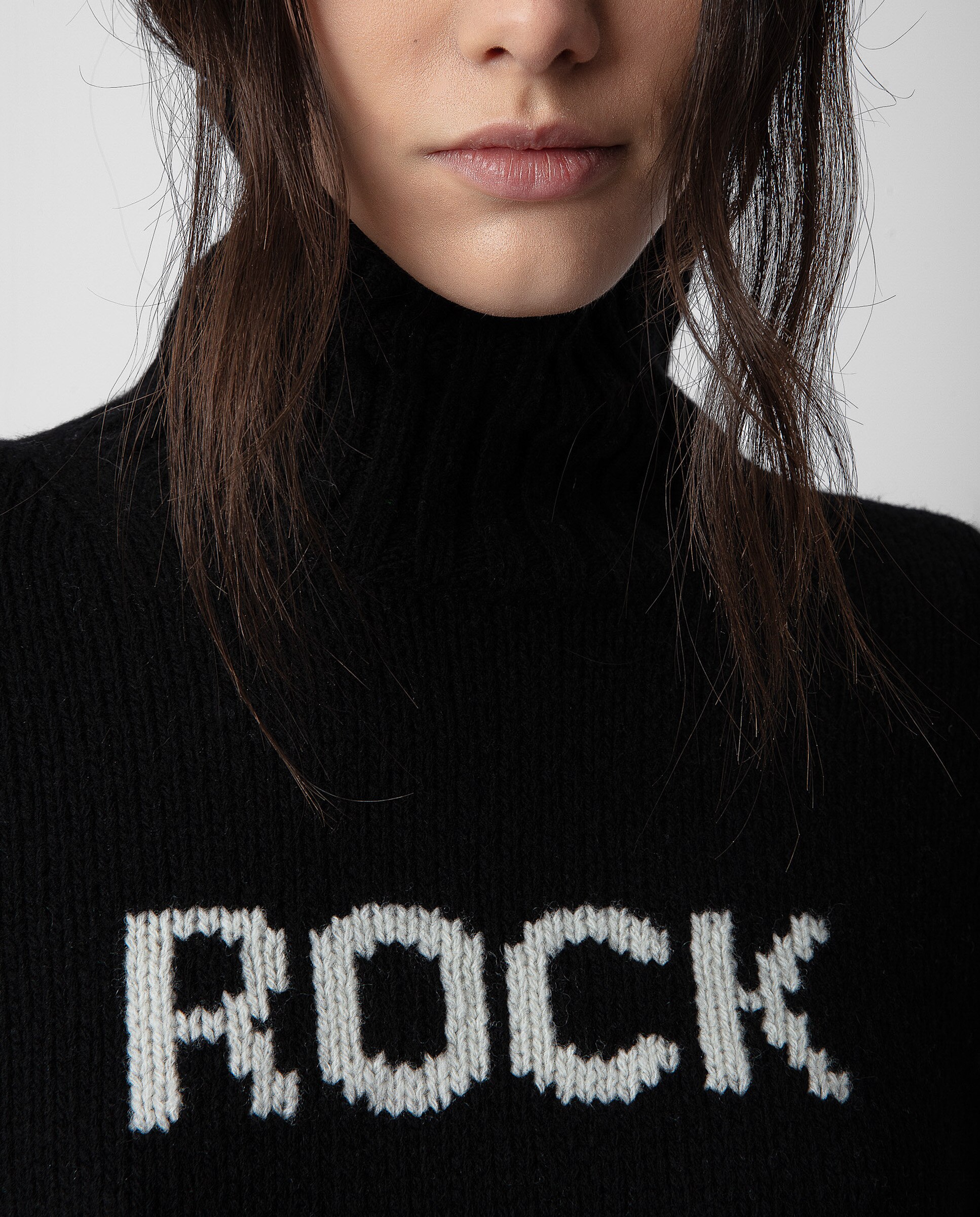Jersey de mujer Alma Rock & Roll de lana merino con cuello alto - Zadig & Voltaire - Negro Negro-5