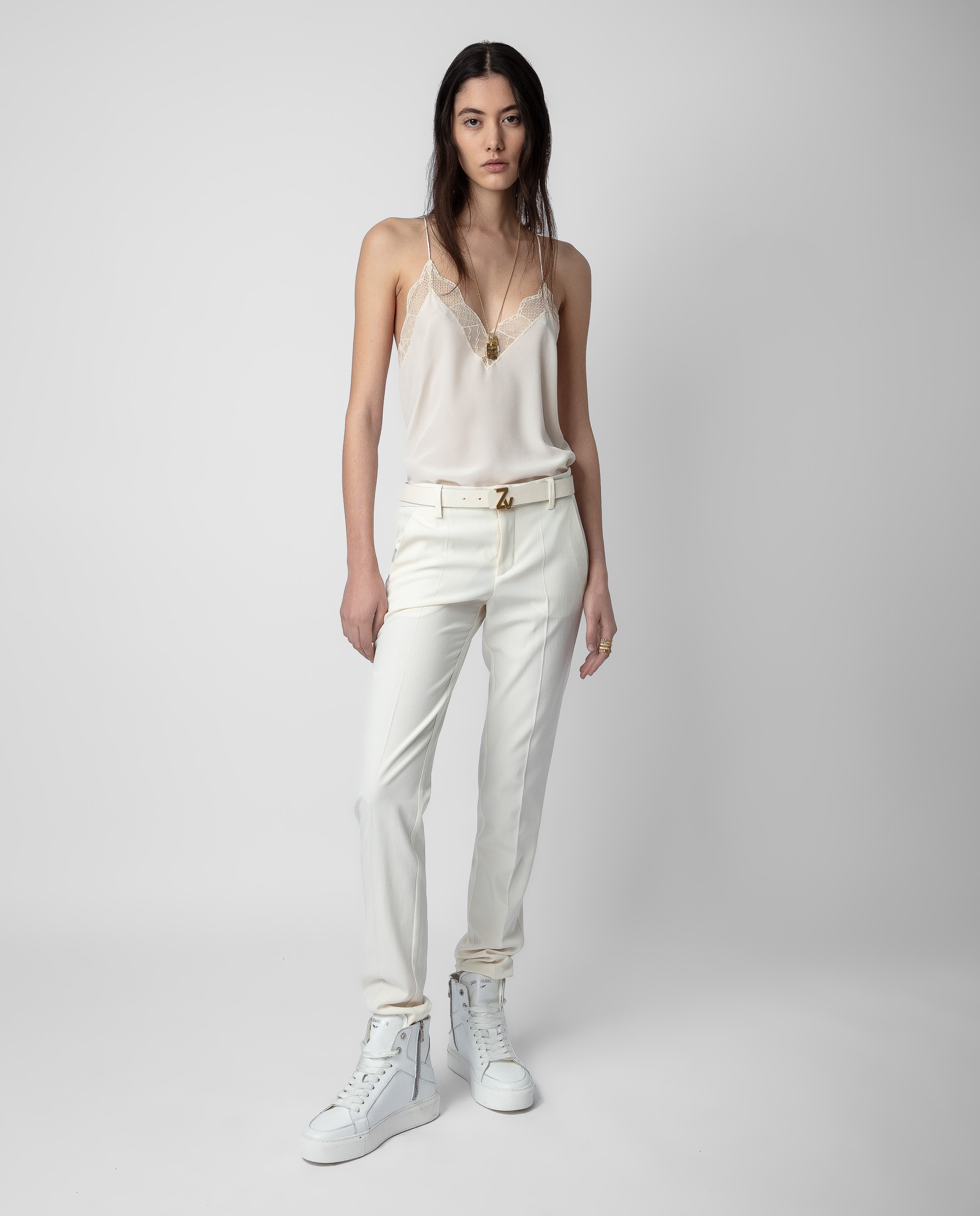 Top de mujer Christy lencero de seda - Zadig & Voltaire - Blanco Blanco-3