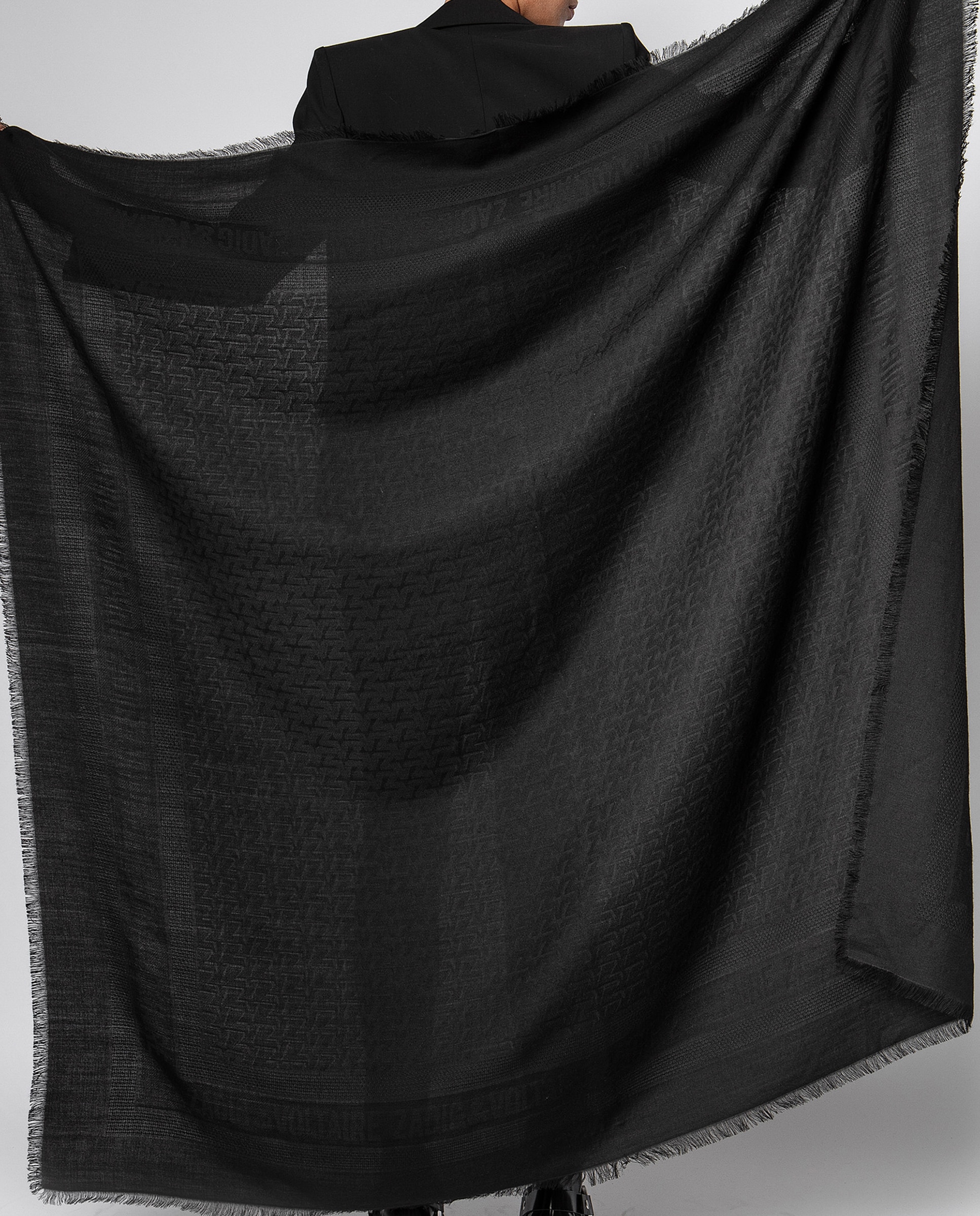 Pañuelo de mujer grande de jacquard - Zadig & Voltaire - Negro Negro-4