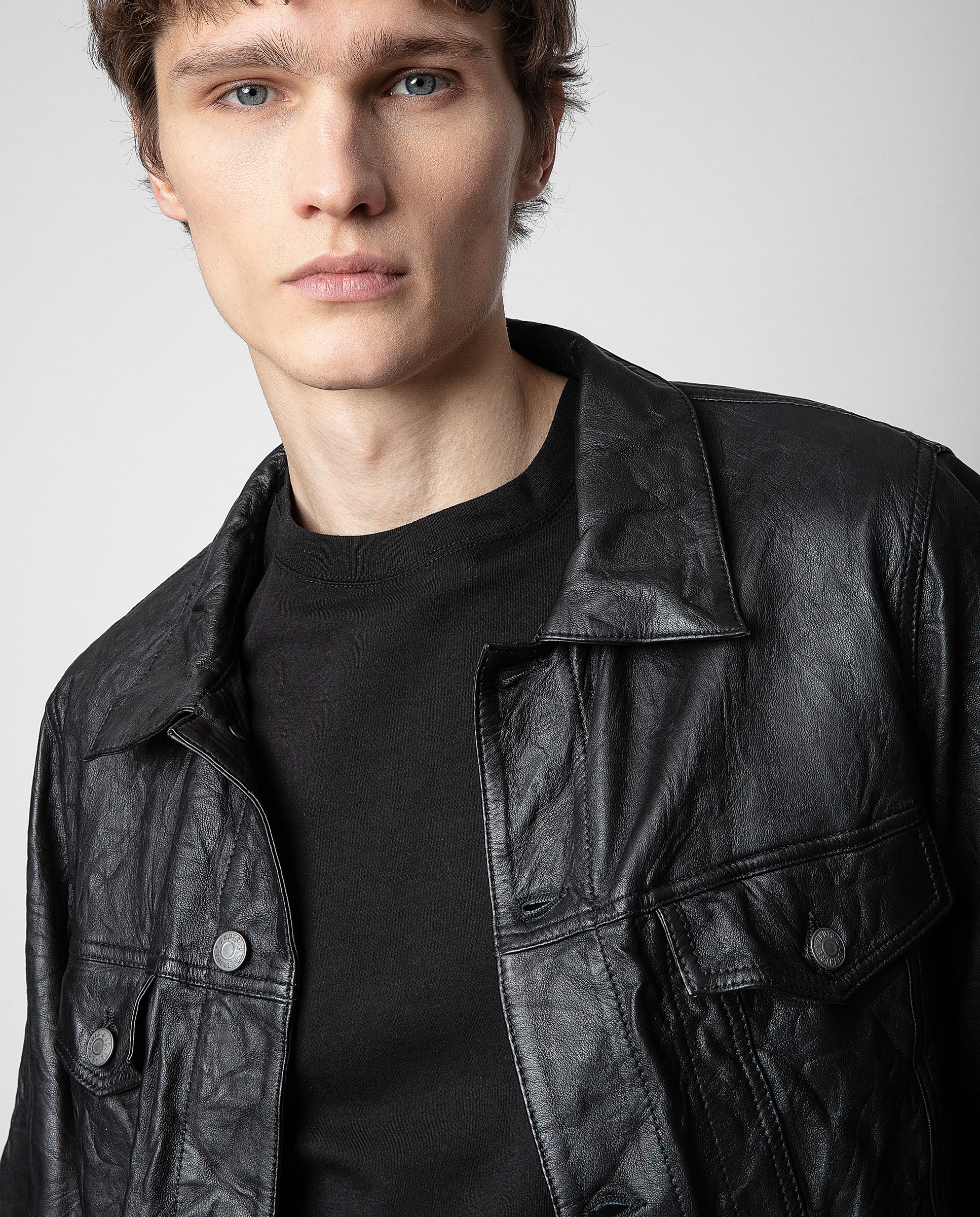 Cazadora de piel de hombre negra con botones - Zadig & Voltaire - Negro Negro-2